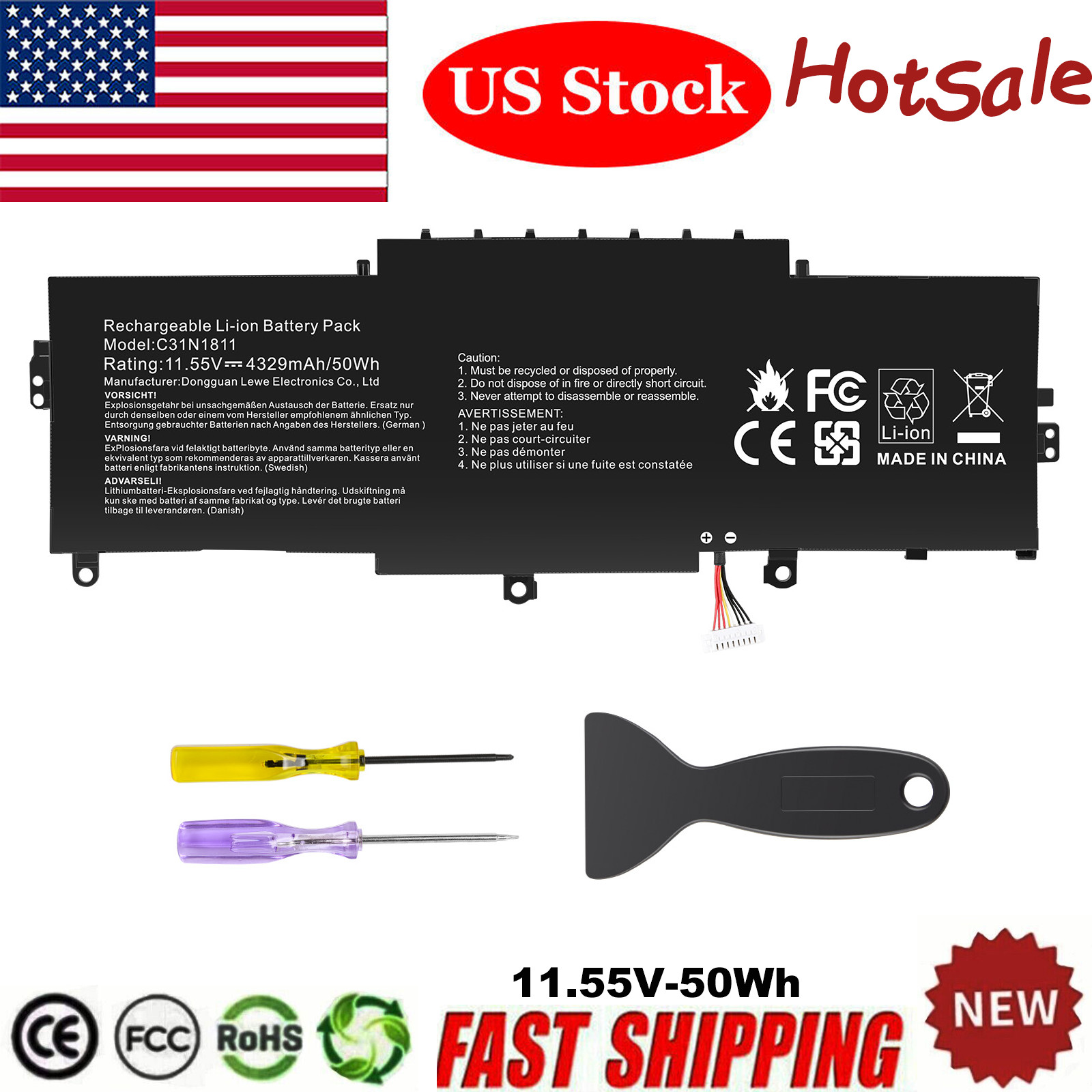 C31N1811 Laptop Battery for ASUS ZenBook 14 UX433FA UX433FN U4300FN U4300FA 50Wh