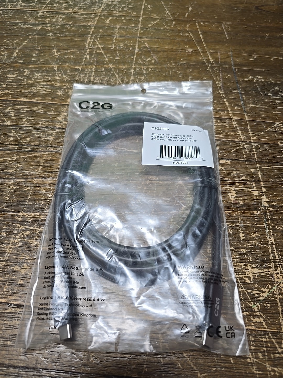 Legrand AV Thunderbolt 4 C2G 6 FT TB4 Active 40Gbps Cable