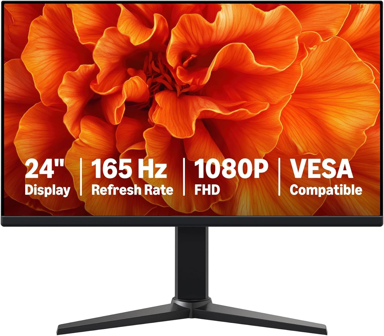 Amazon Basics 24 Inch (23.8 Inch Viewable) Gaming Monitor, FHD 1080P, 165Hz, VES