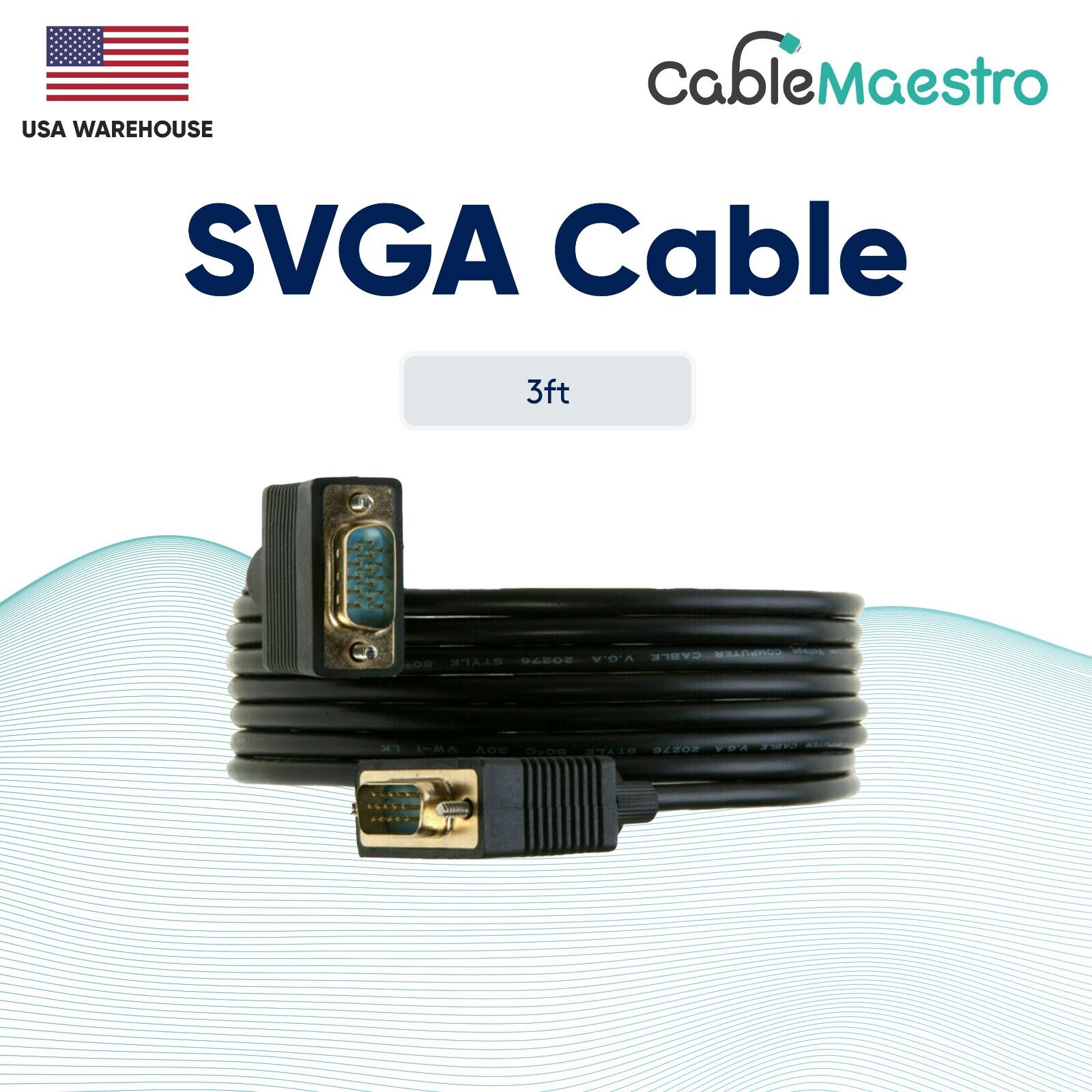 SVGA Computer VGA Cable Monitor Cable Male to Male M/M  TV Cord HDTV 3-100FT Lot