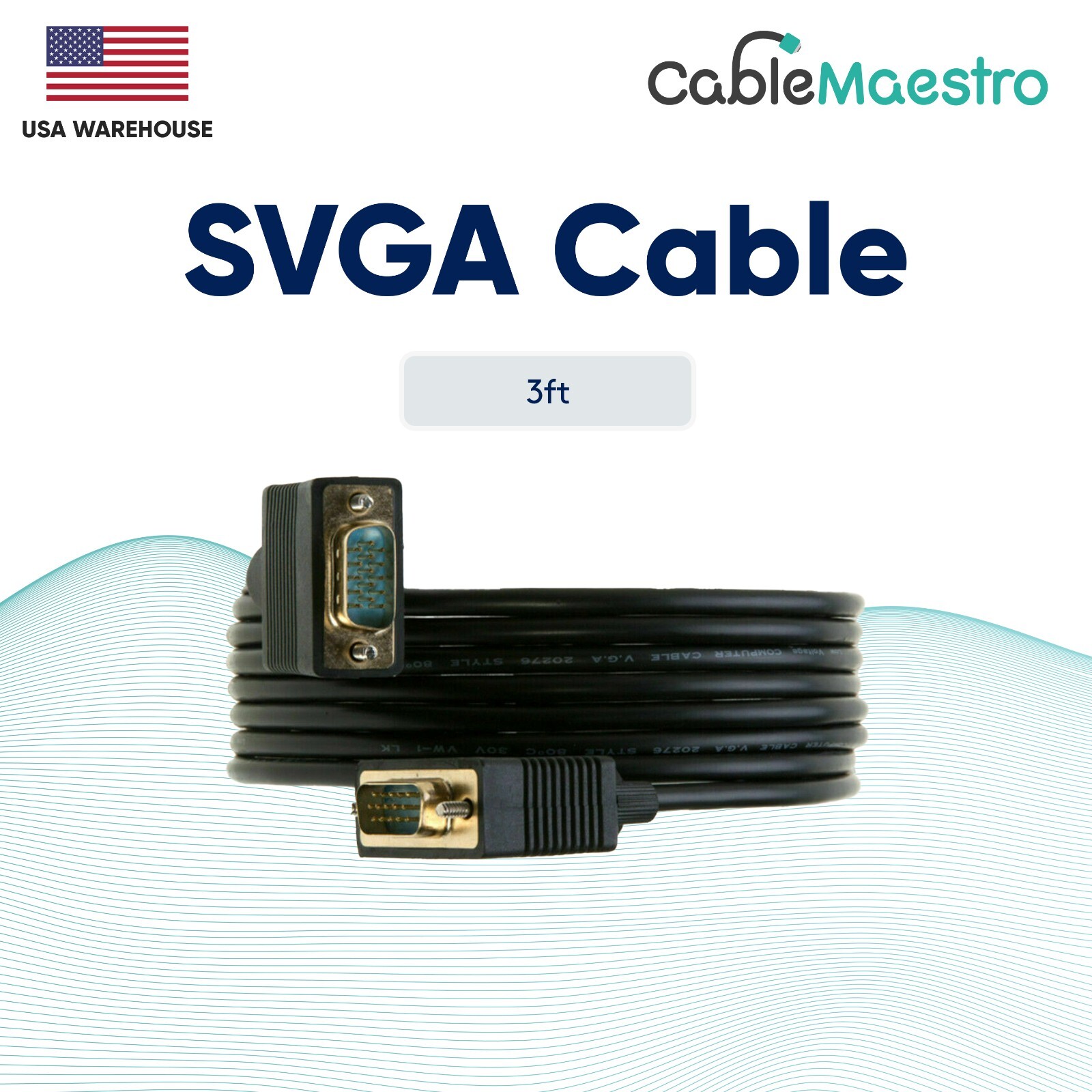 SVGA Computer VGA Monitor Cable Male to Male M/M  TV Cable Cord HDTV 3-100FT Lot