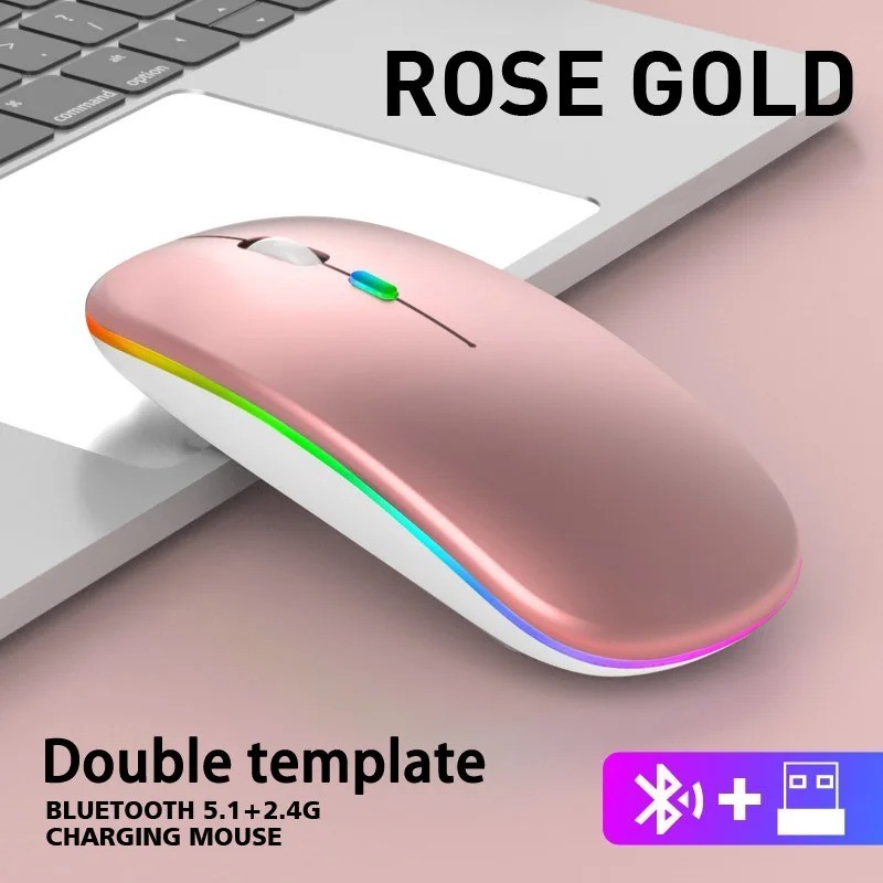 2.4GHz Wireless Optical Mouse USB Rechargeable RGB Cordless Mice For PC Laptop.