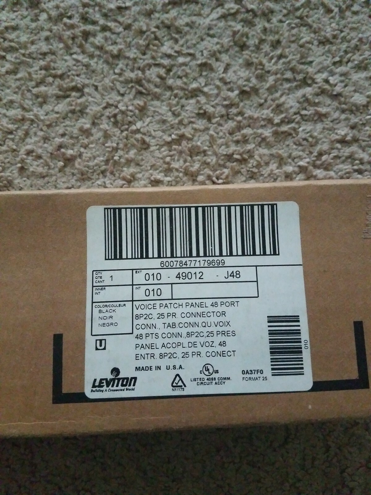 VOICE PATCH PANEL 48 PORT 8P2C, 25 PR. CONNECTOR CONN., TAB. CONN. QU. VOIX...