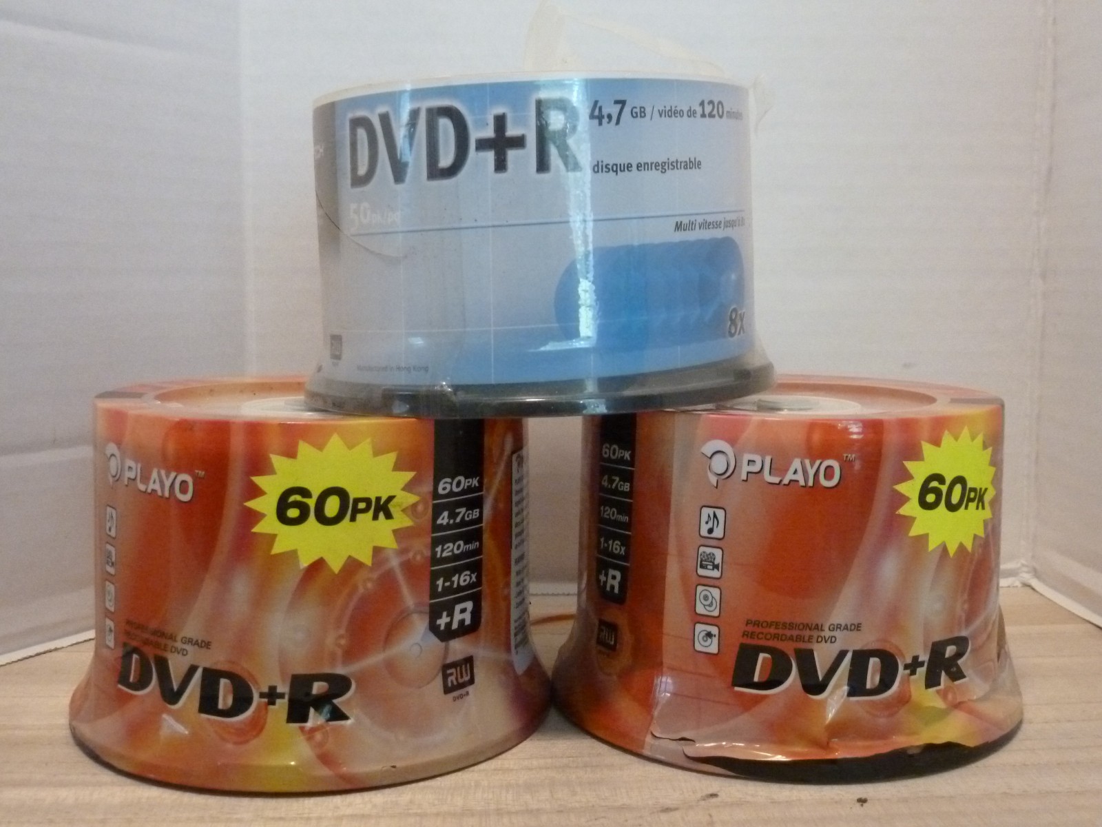 2 -60 Pack Playo DVD+R Recordable Discs, 1-50 Pack NexxTech DVD + R Discs