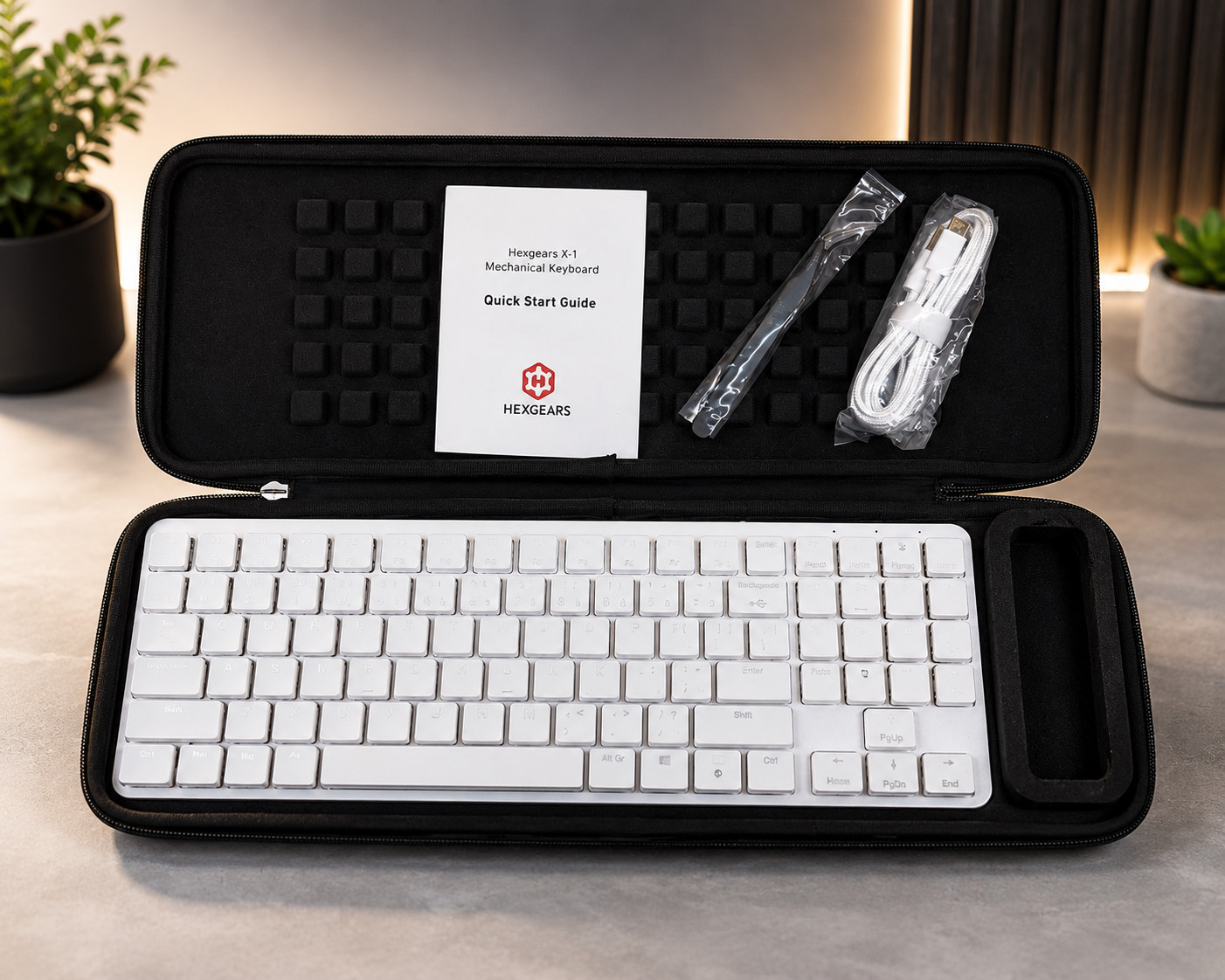 Hexgears X-1 Mechanical Keyboard RGB Bluetooth USB-C w/ Case White Keys