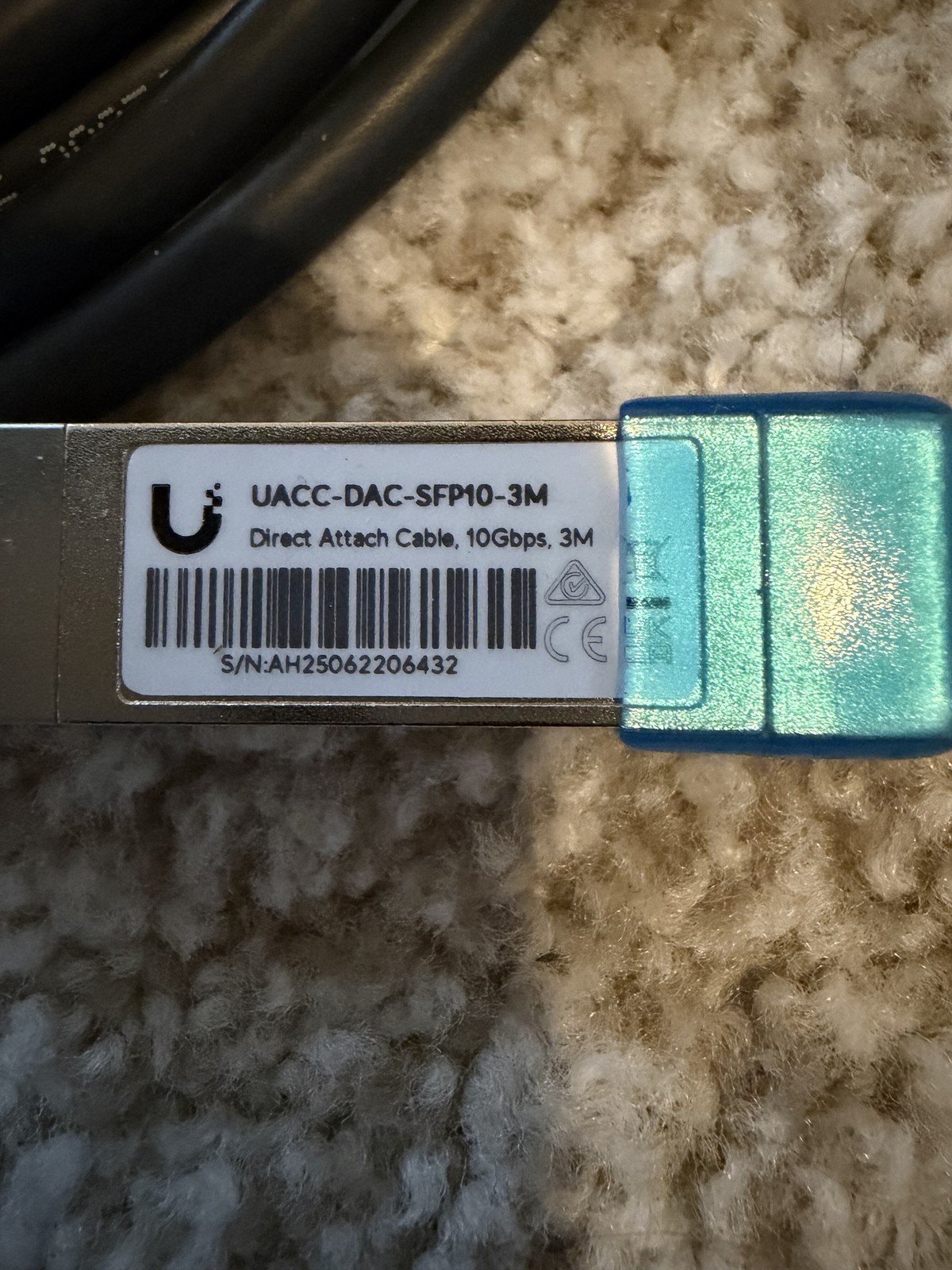 Ubiquiti UACC-DAC-SFP10-3M 10Gbps SFP+ Direct Attach Copper Cable 3 Meter