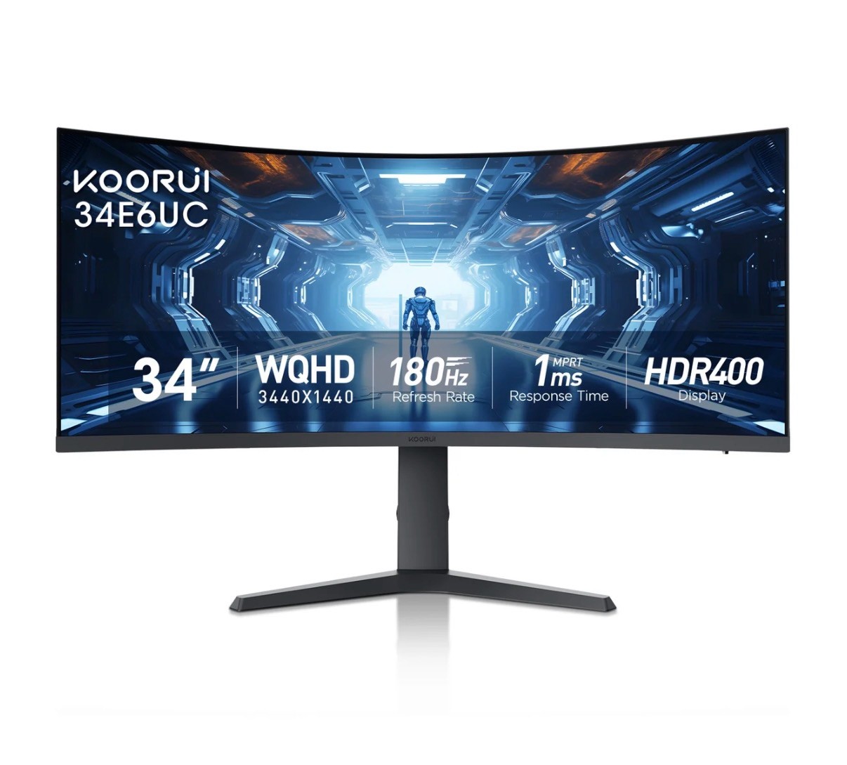 KOORUI 34-inch Curved Ultrawide WQHD 3440×1440 Gaming Monitor, 180Hz 1000R- P...