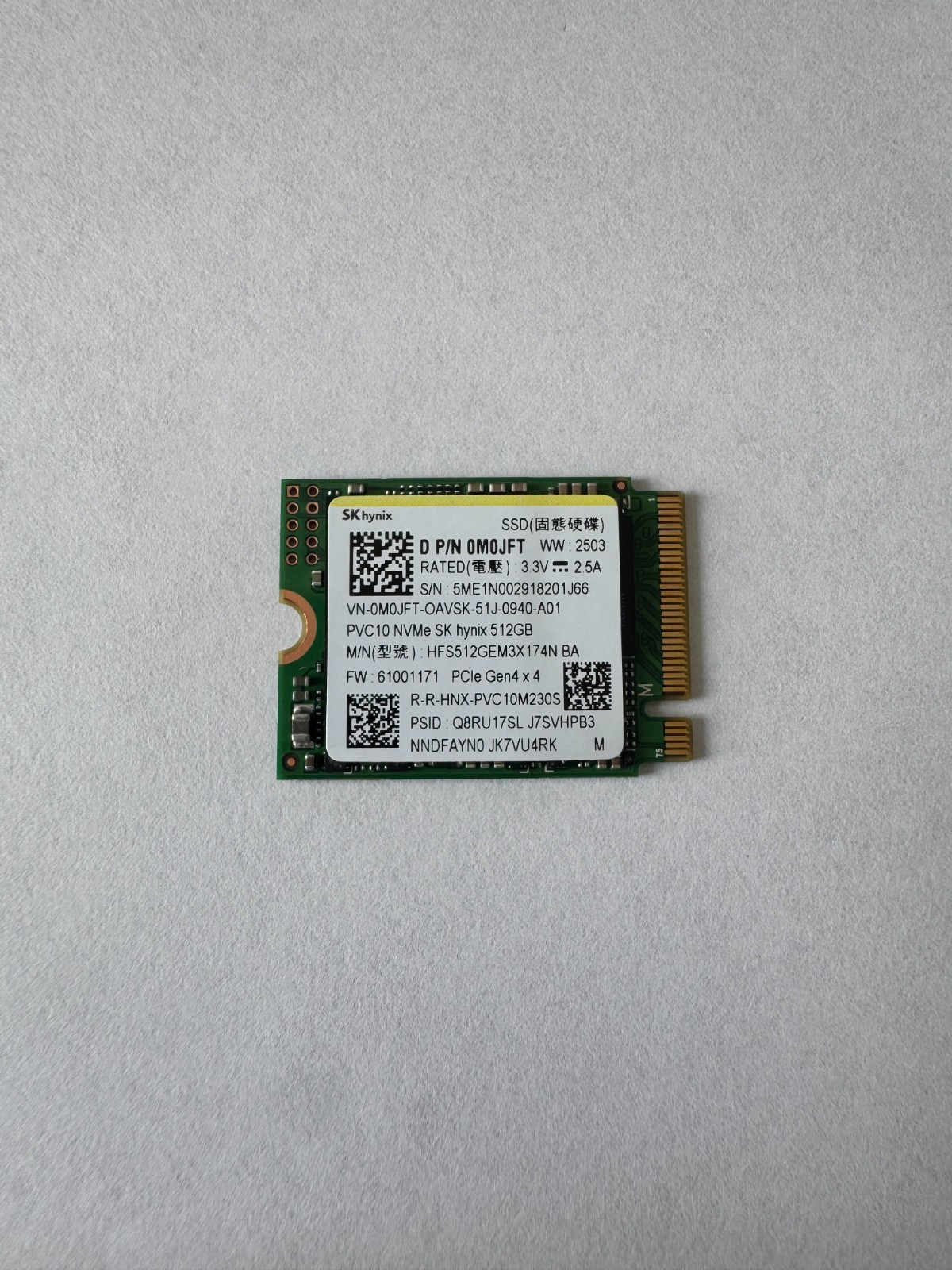 SK HYNIX  512GB M.2 PCIe Gen 4x4 NVMe SSD HFS512GEM3X174N