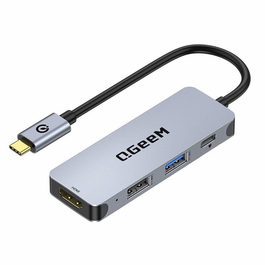 QGeeM 4-in-1 USB C Adapter with 4K USB C to HDMI Hub 100W Power Delivery USB 3.0