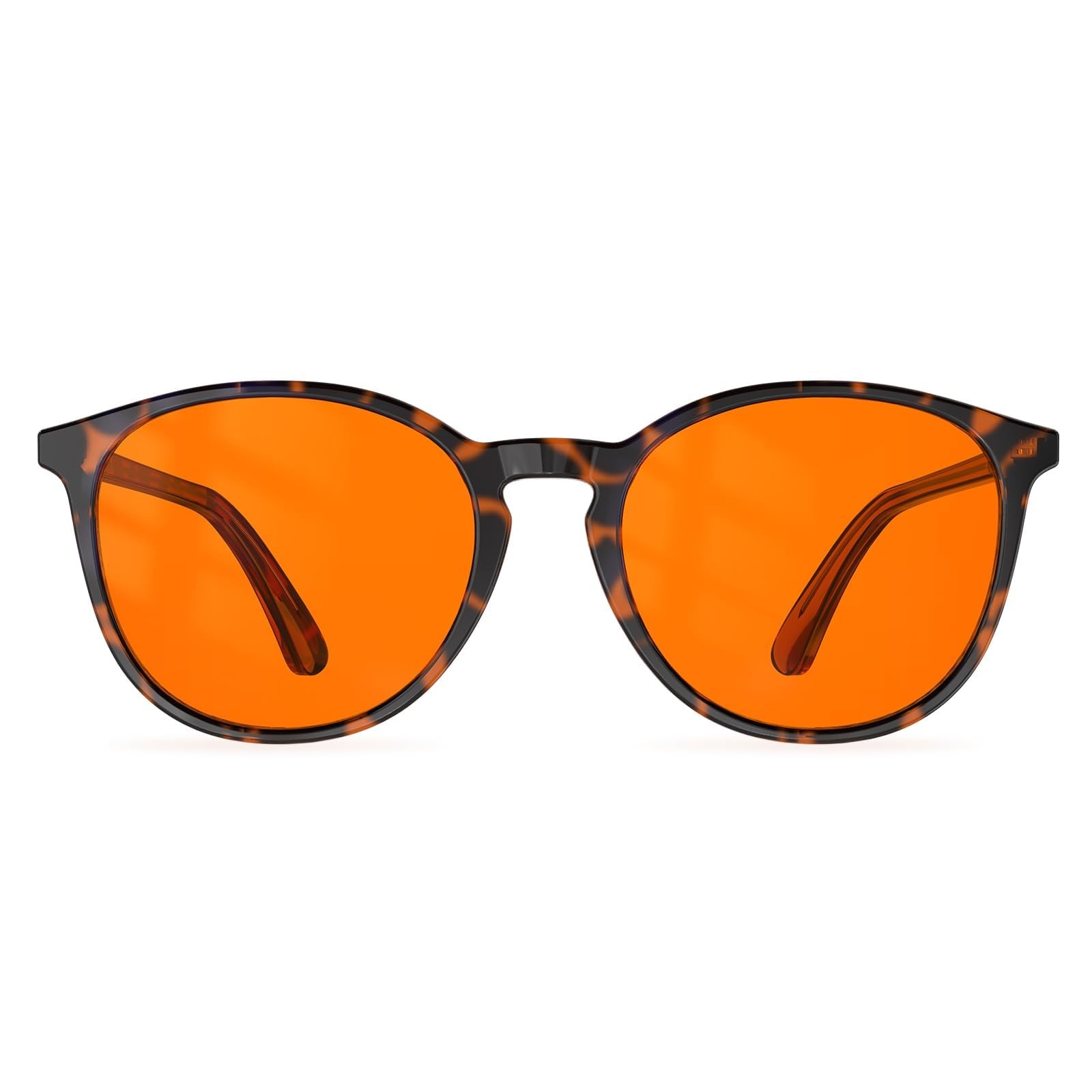 99% Orange Blue Light Blocking Glasses,Retro Trendy Round Style,Relieve Eye F...