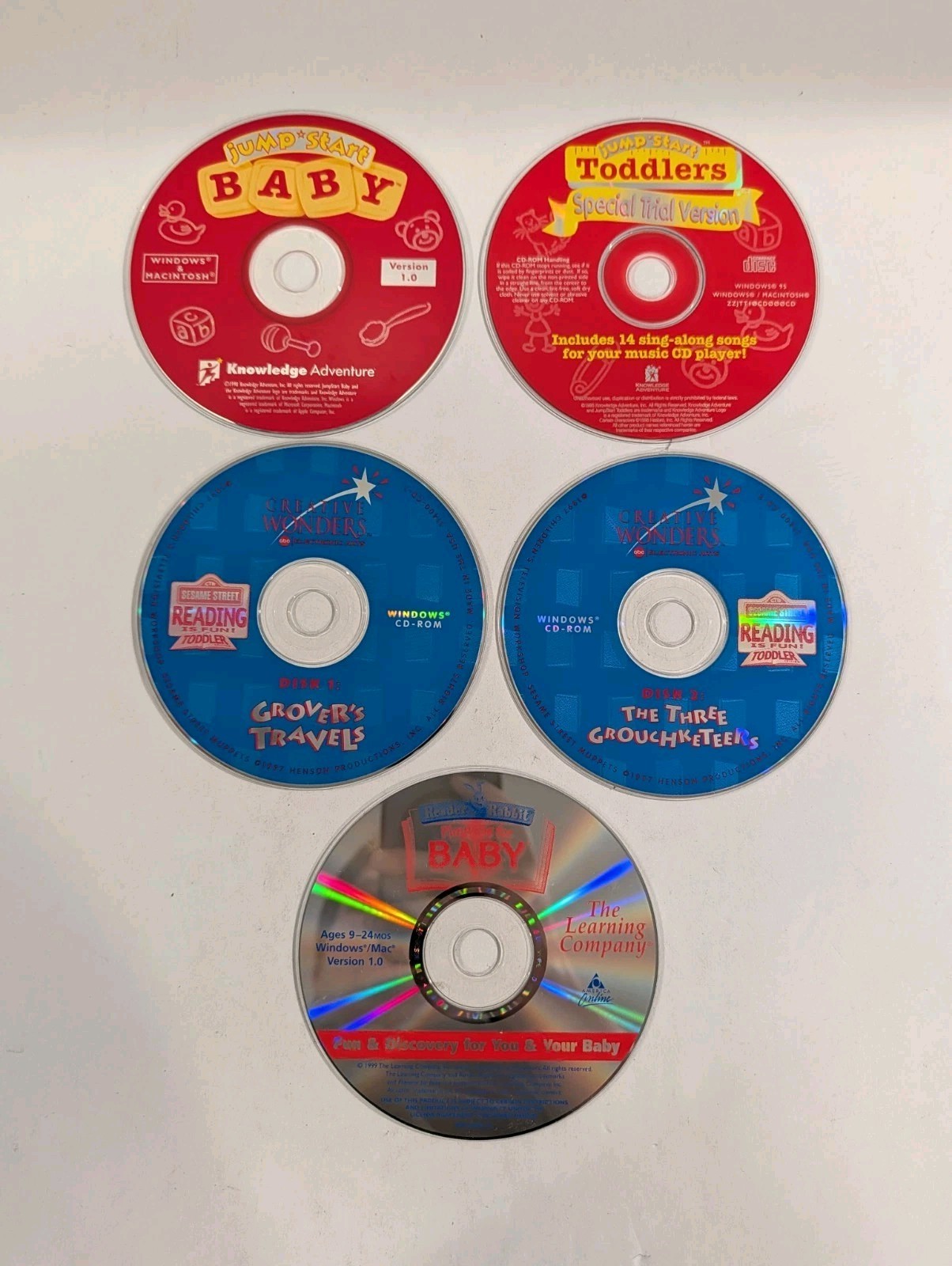 5 Loose Baby & Toddler Learning PC CD-ROMs | Jump Start Jumpstart Reader Rabb
