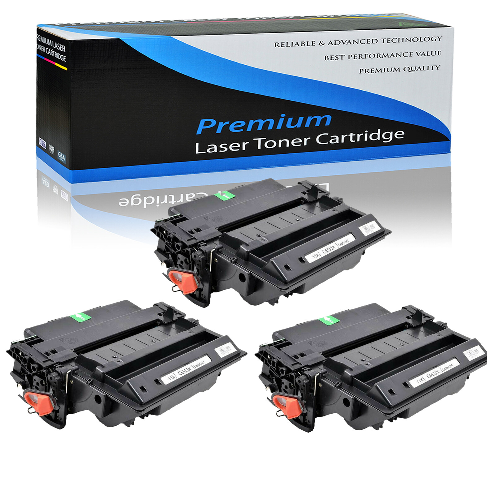 3PK Black Q6511X Toner Cartridge for HP LaserJet 2430dtn 2430n 2430tn 2420n 2430