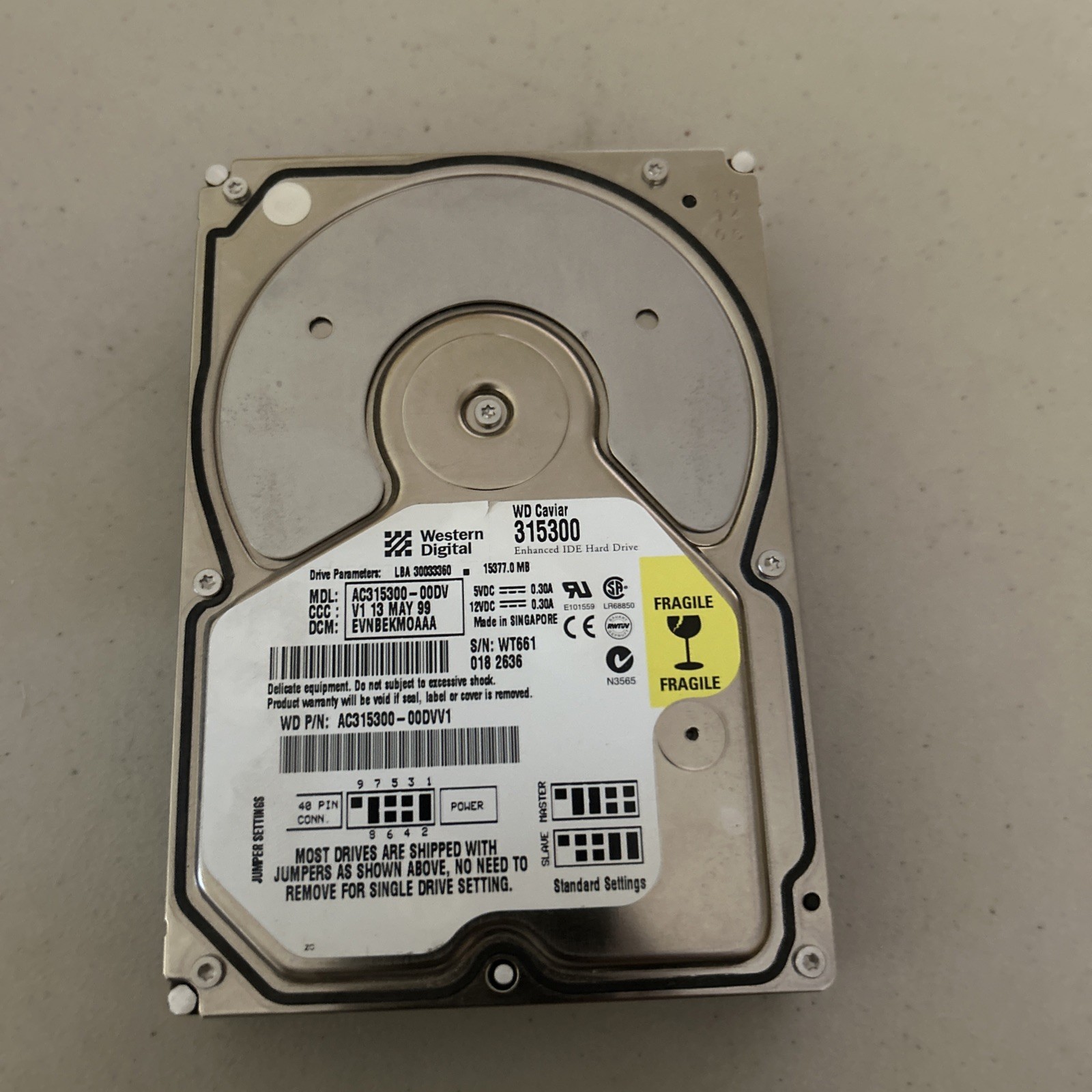 Western Digital Caviar 315300 15GB HDD AC31500 AC315300-60DV