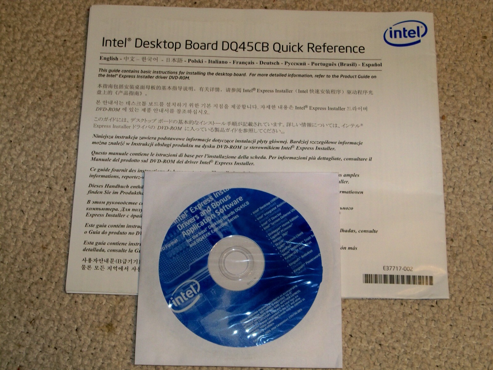 Intel Desktop Board Express Installer Drivers & Quick Reference DQ45CB DQ45EK