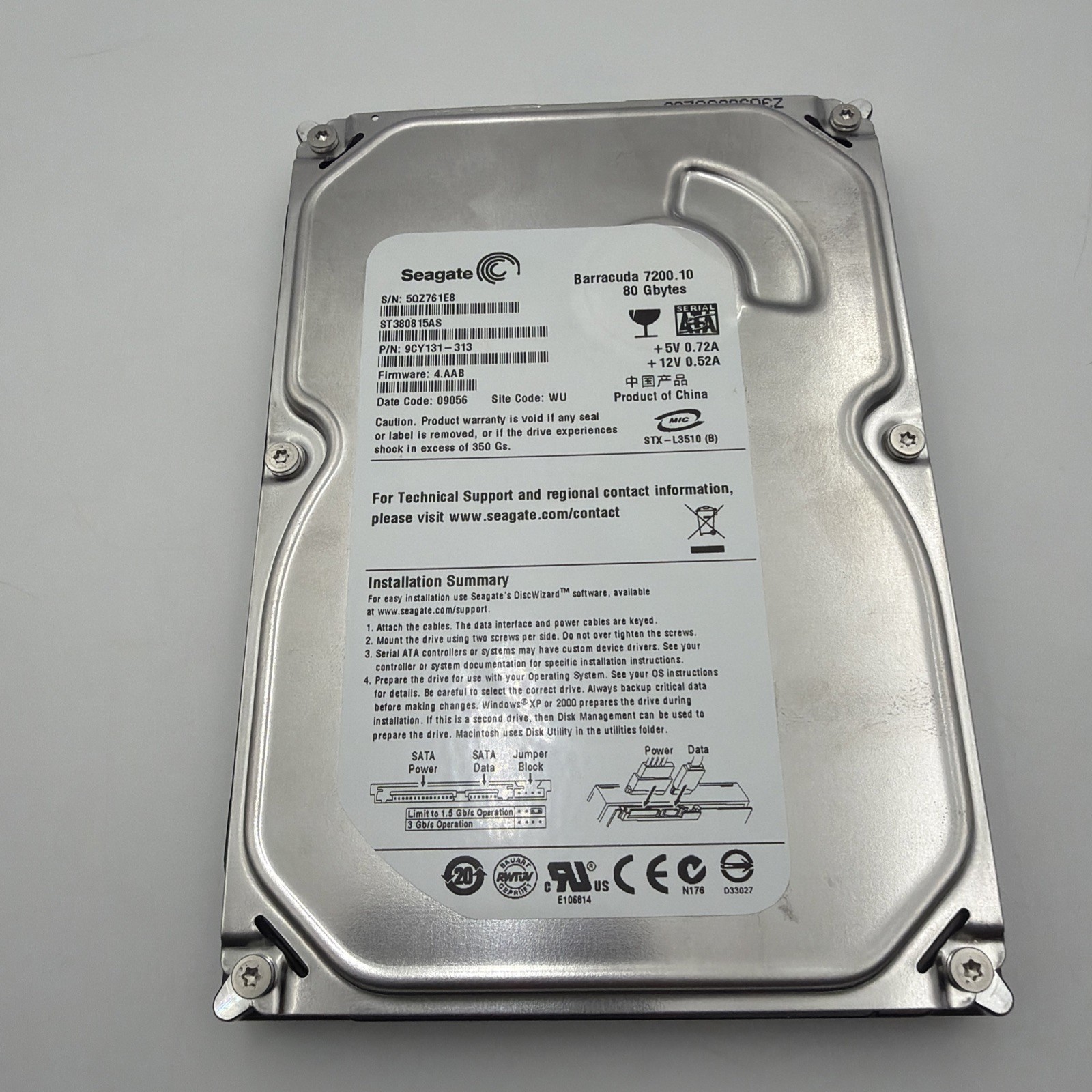 Seagate 80 GB Hard Disk Drive - Barracuda 7200.10 - 3.5'' ST380815AS