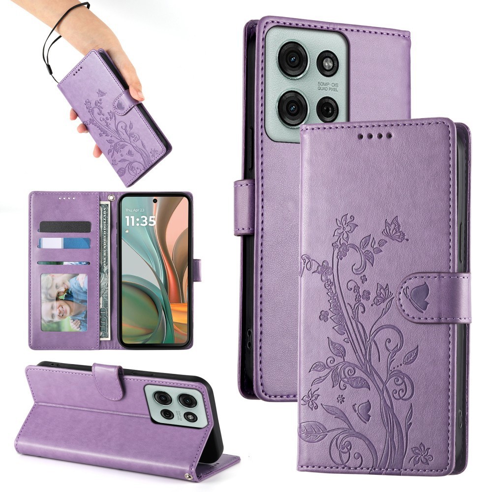Leather Butterfly Wallet Cover Case For Motorola Edge 50 G55 G75 G45 G34 G35 G54