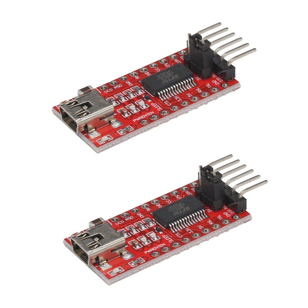 2pcs FT232RL Module USB to TTL Supports 3.3V / 5V with Mini Interface for Ras...