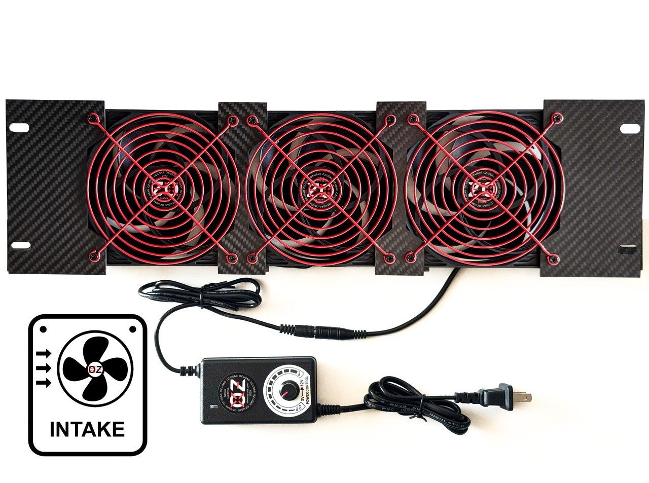 3U Rackmount Cooling Intake Fan Red Grille Panel Quiet High-Airflow 19" Server
