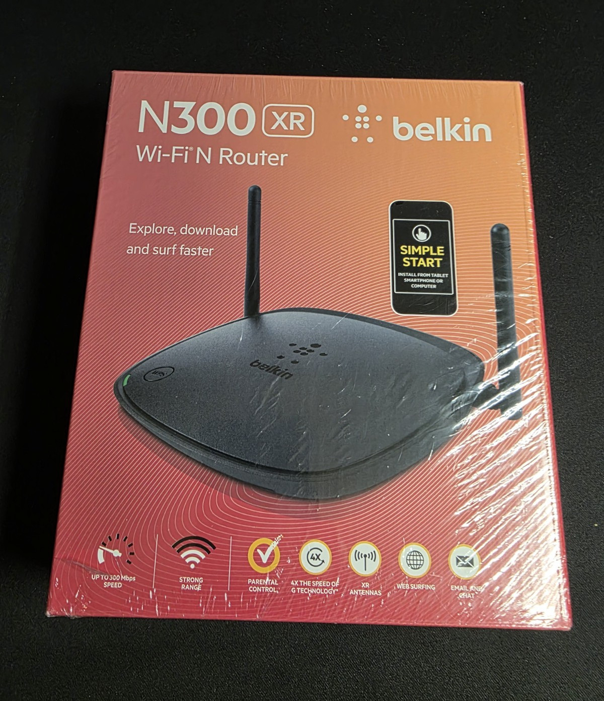 Belkin N300 XR Wi-Fi Router 300 Mbps 4 LAN Ports Parental Control Black
