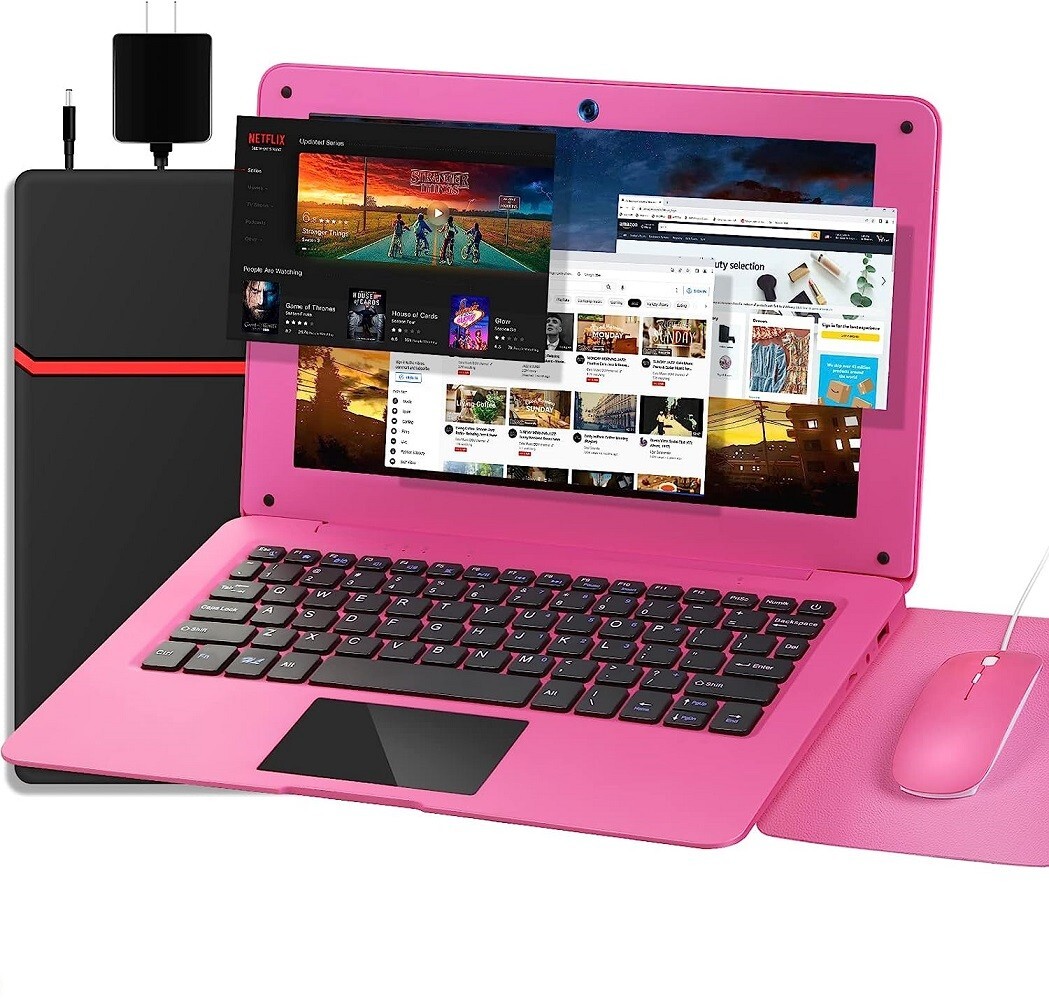 Laptop Computer 10.1'' Quad Core Android 12.0 Mini Netbook WiFi Webcam Bluetooth