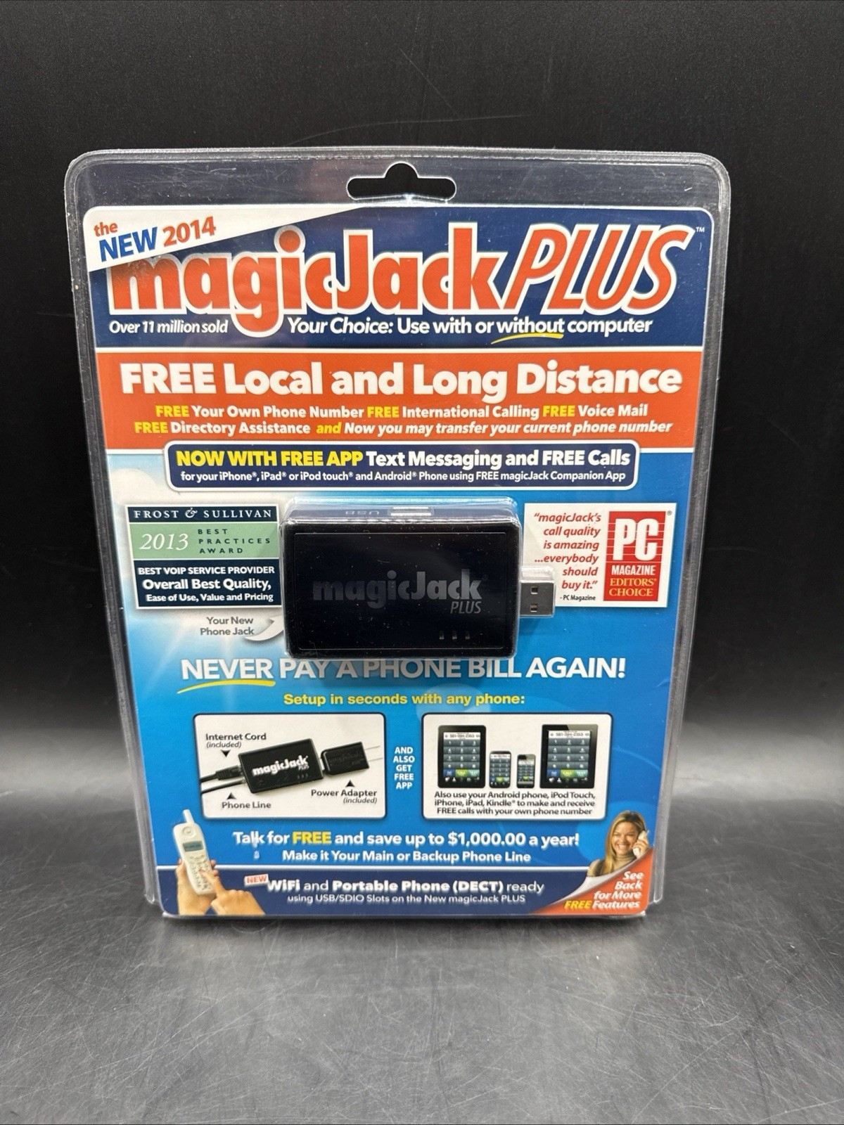 Magic Jack PLUS Free Local Long Distance Calling Telephone 430-0562. New, Sealed