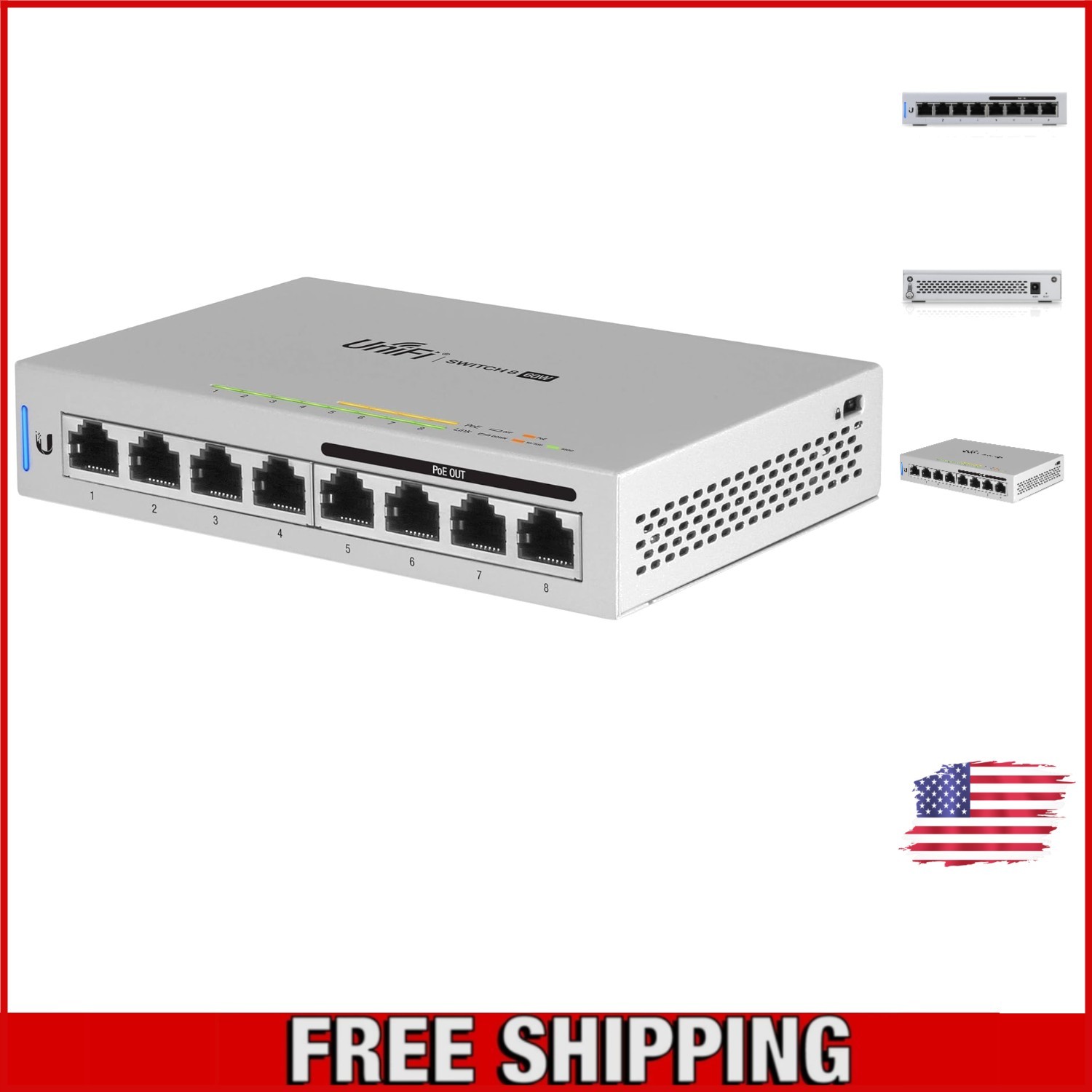 Efficient UniFi 8-Port Gigabit PoE Switch - 8 Gbps with Auto-Sensing Technology