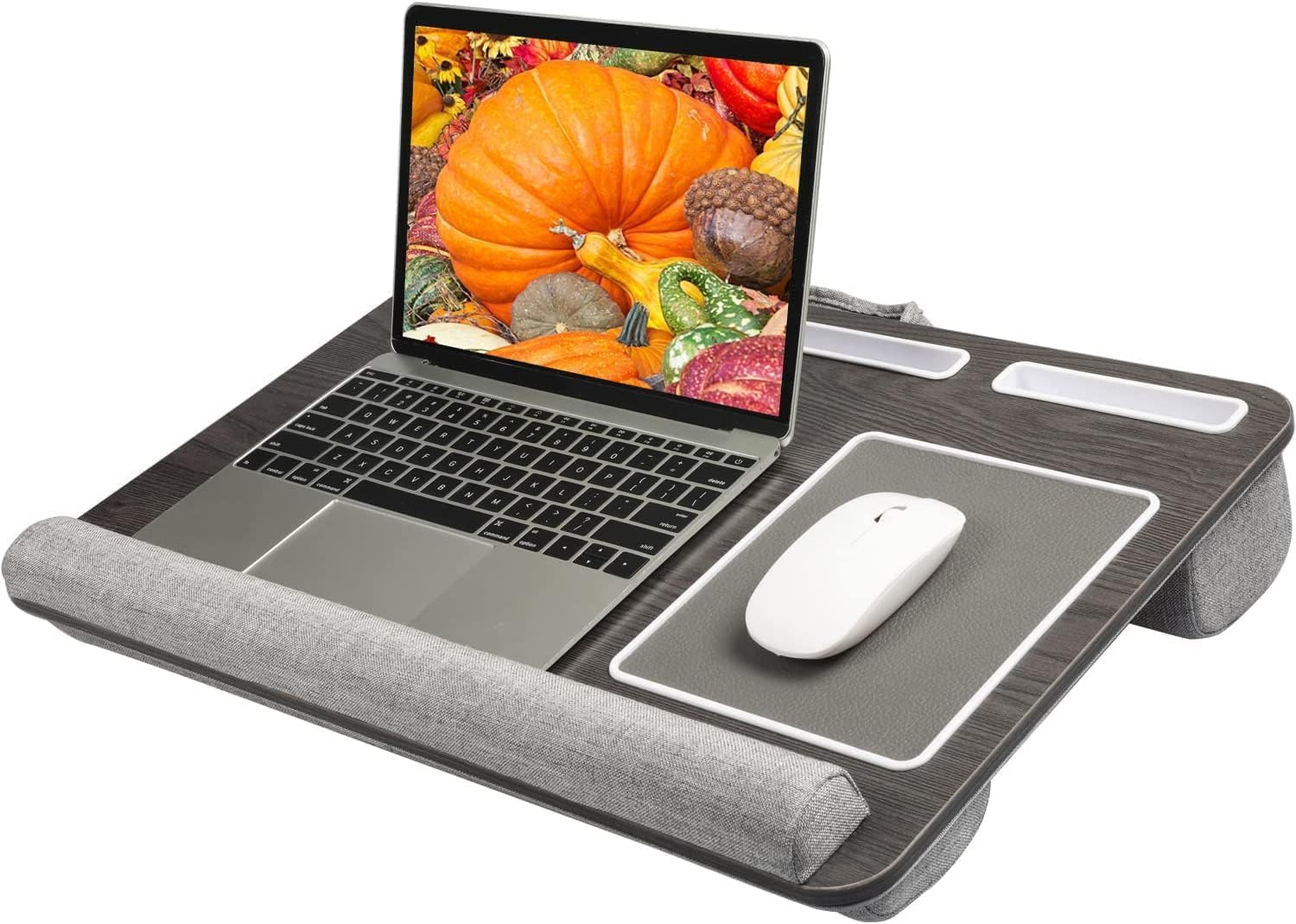 Lap Desk - Fits up to 17 Inches Laptop Desk, Black Woodgrain