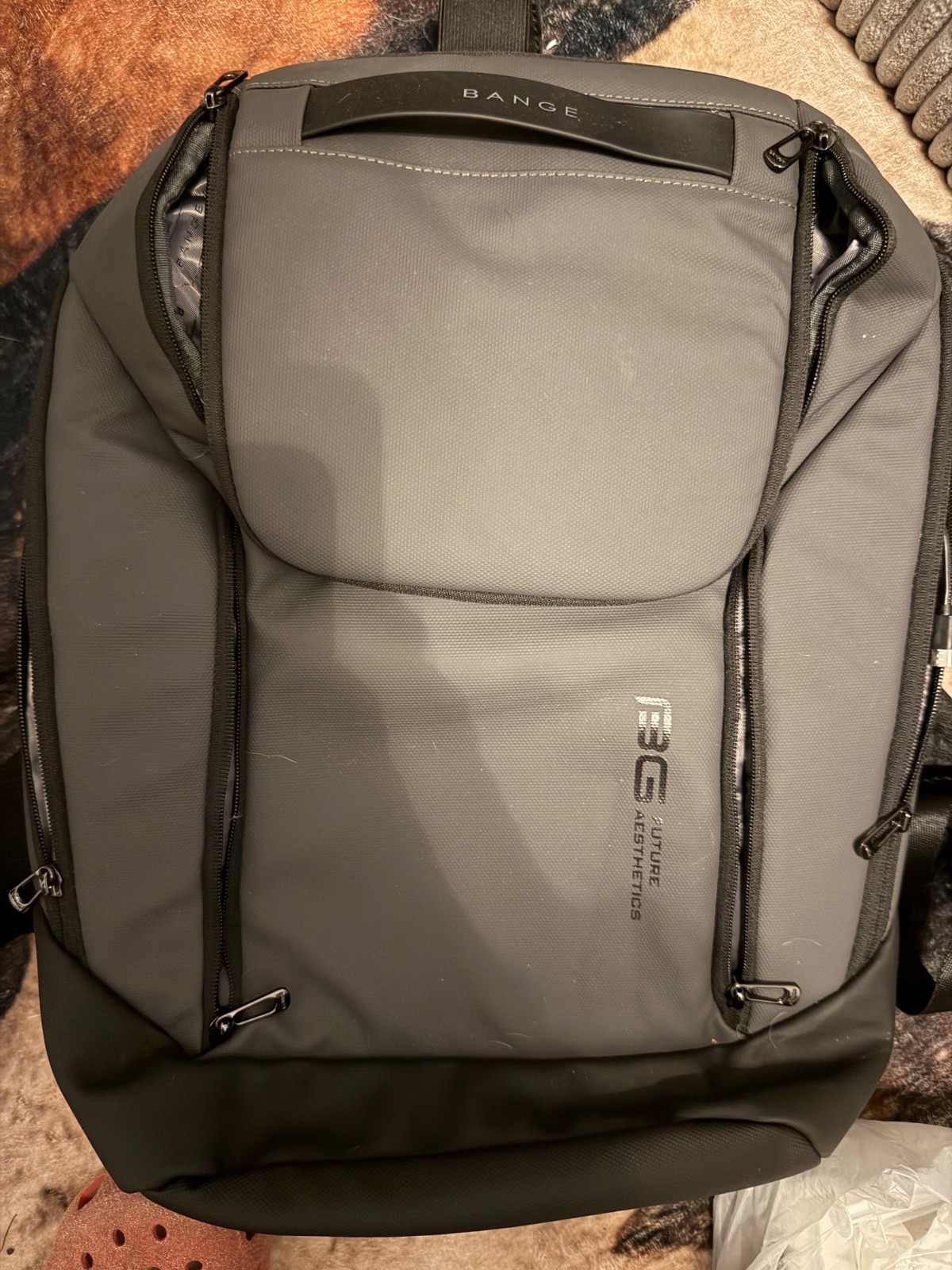 BANGE Business Smart Backpack Waterproof 15.6in Laptop USB Port, Gray
