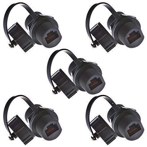 Anmbest 5PCS Panel Mounting RJ45 Waterproof Cat5/5e/6 8P8C Connector Ethernet  