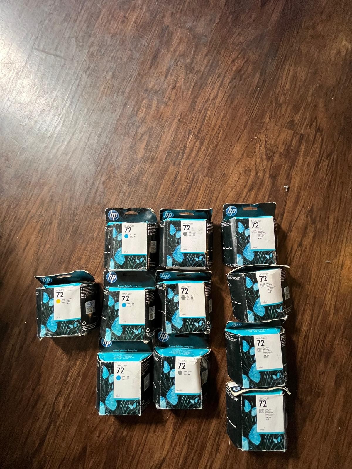 Lot of 11 Genuine HP 72 DesignJet Ink Cartridges Mixed Colors OEM 69ml - expired