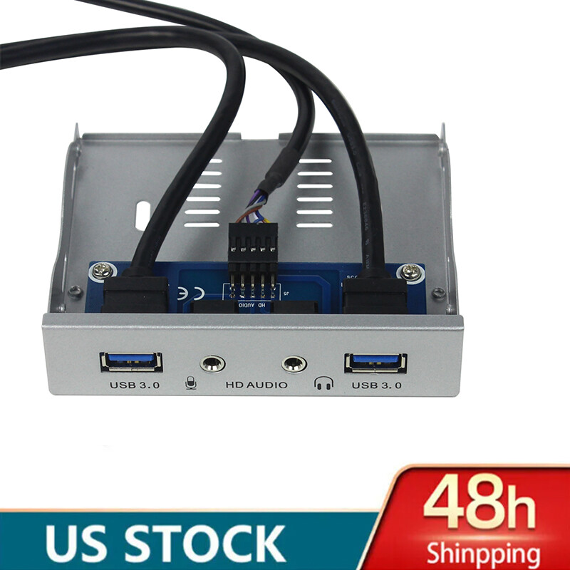 US STOCK 19Pin to USB 3.0 2Ports USB3.0 PC Front Panel Bracket with Cable Wire