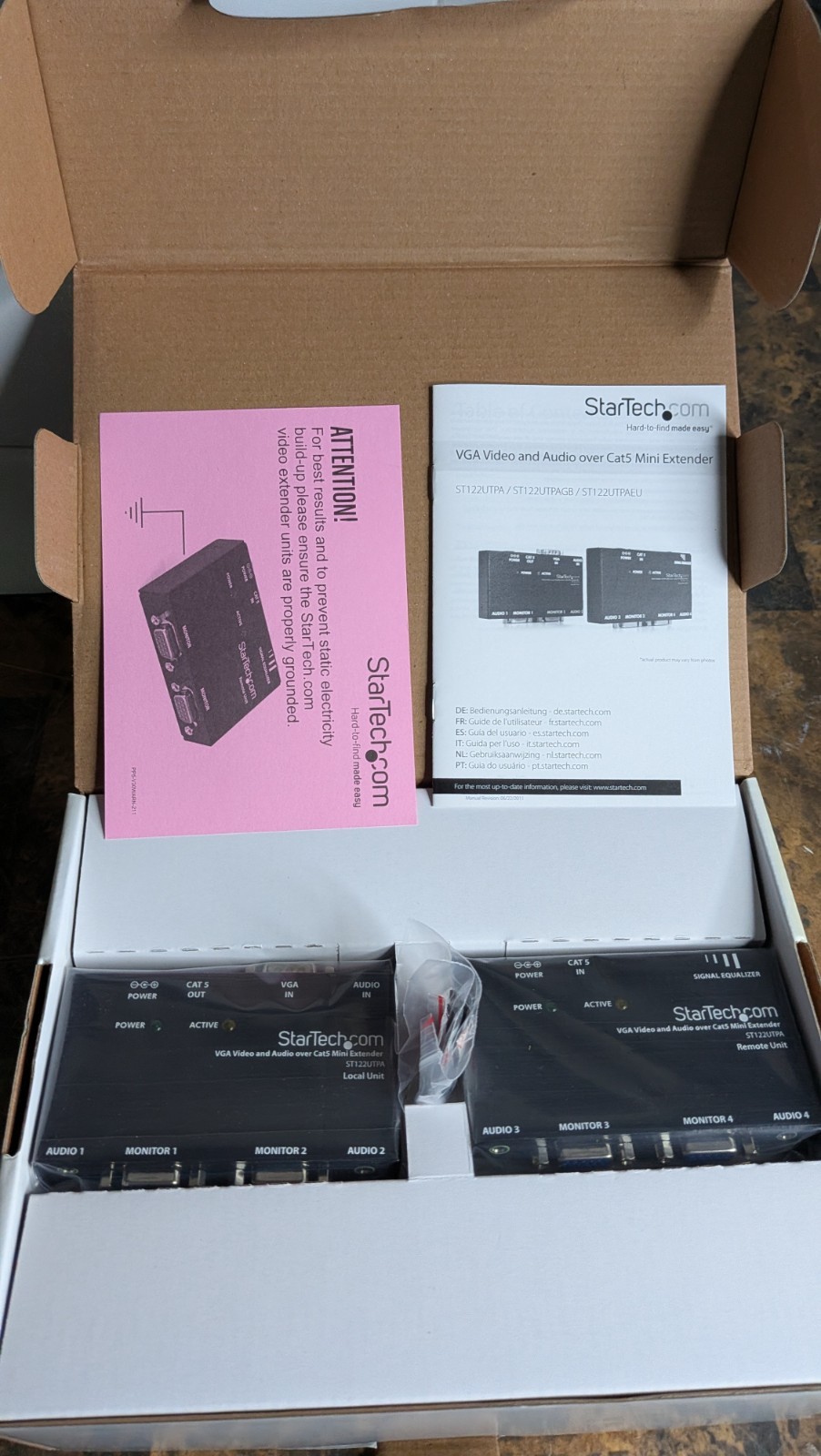 Startech ST122UTPA VGA Video and Audio over Cat5 Mini Extender -New Set and Kit