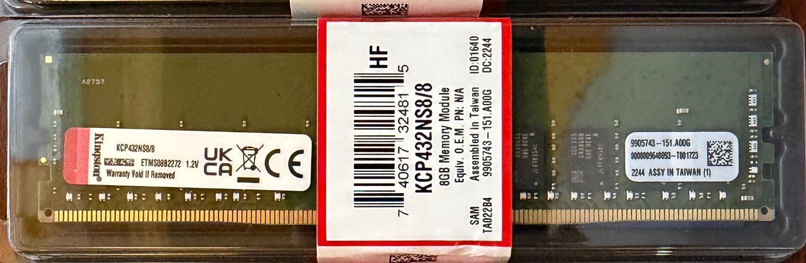Kingston 4x 8GB (32gb total) DDR4 3200MT/s Non-ECC Unbuffered DIMM KCP432NS8/8