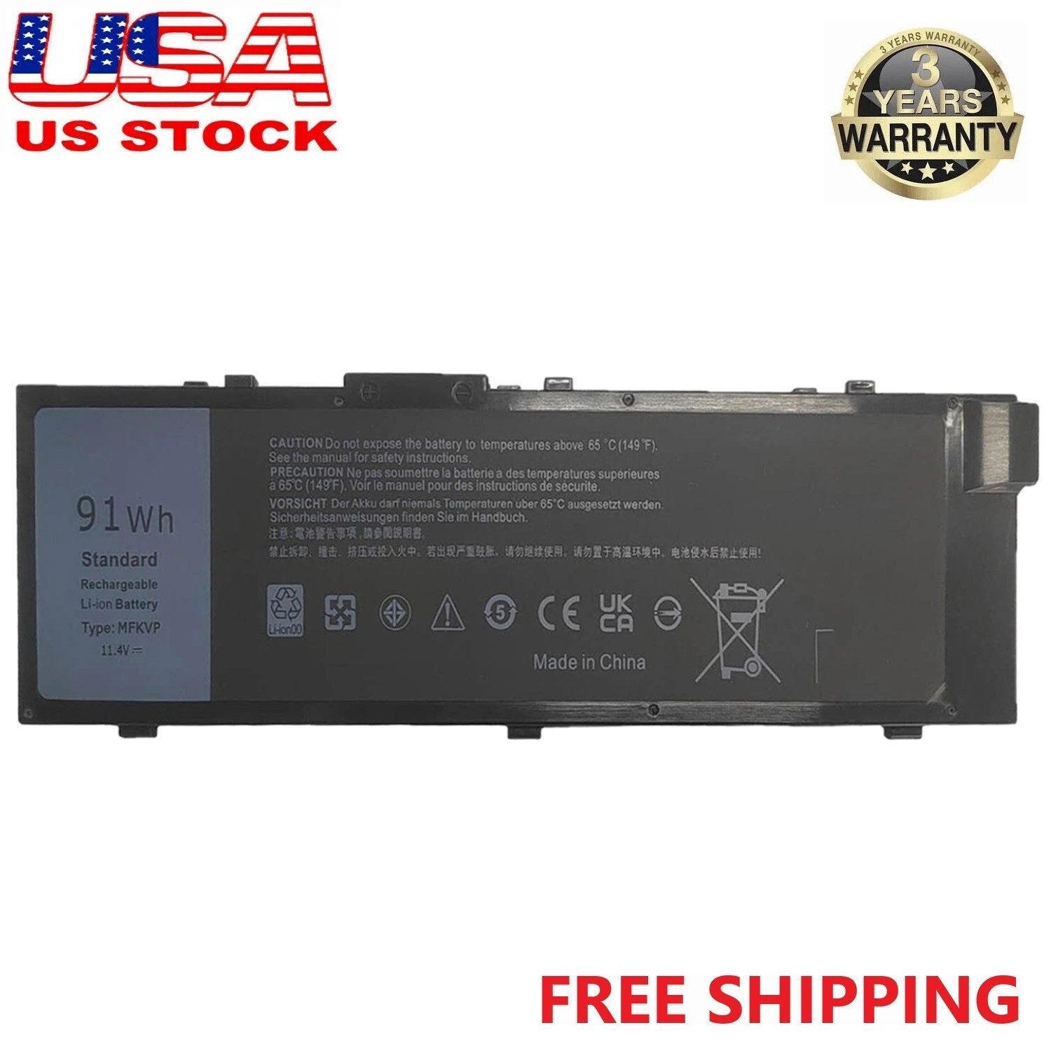 91Wh MFKVP Battery For Dell Precision 15 7510 7520 17 7710 7720 M7510 M7710 NEW
