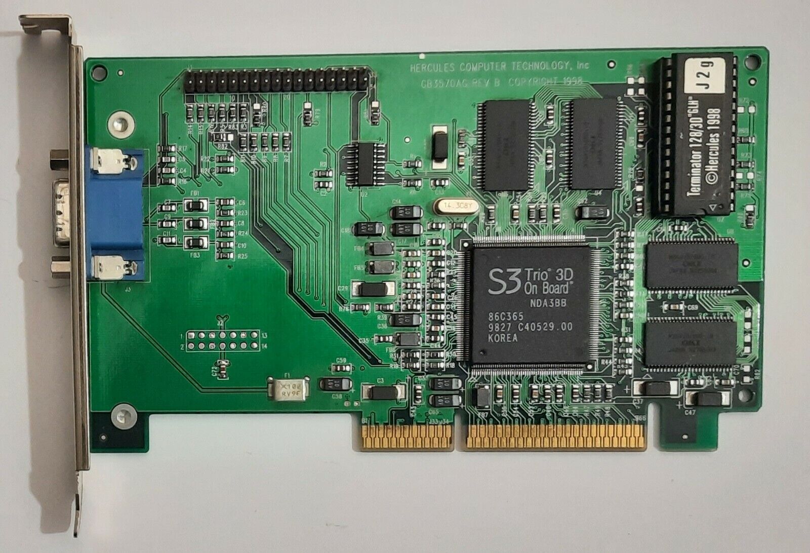 Hercules Terminator 128/3D "GLH" AGP Graphics Card (S3 Trio3D, 8MB, Retro, 1998)