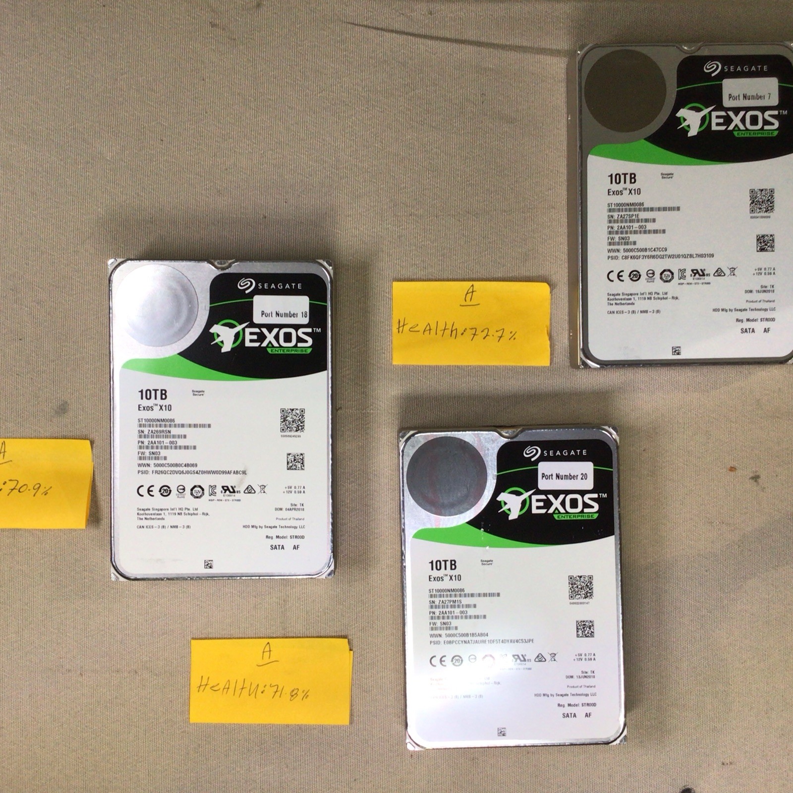 Seagate ST10000NM0086 Exos 10TB SATA Hard Drive Grade A Health 70+% NIST Wiped