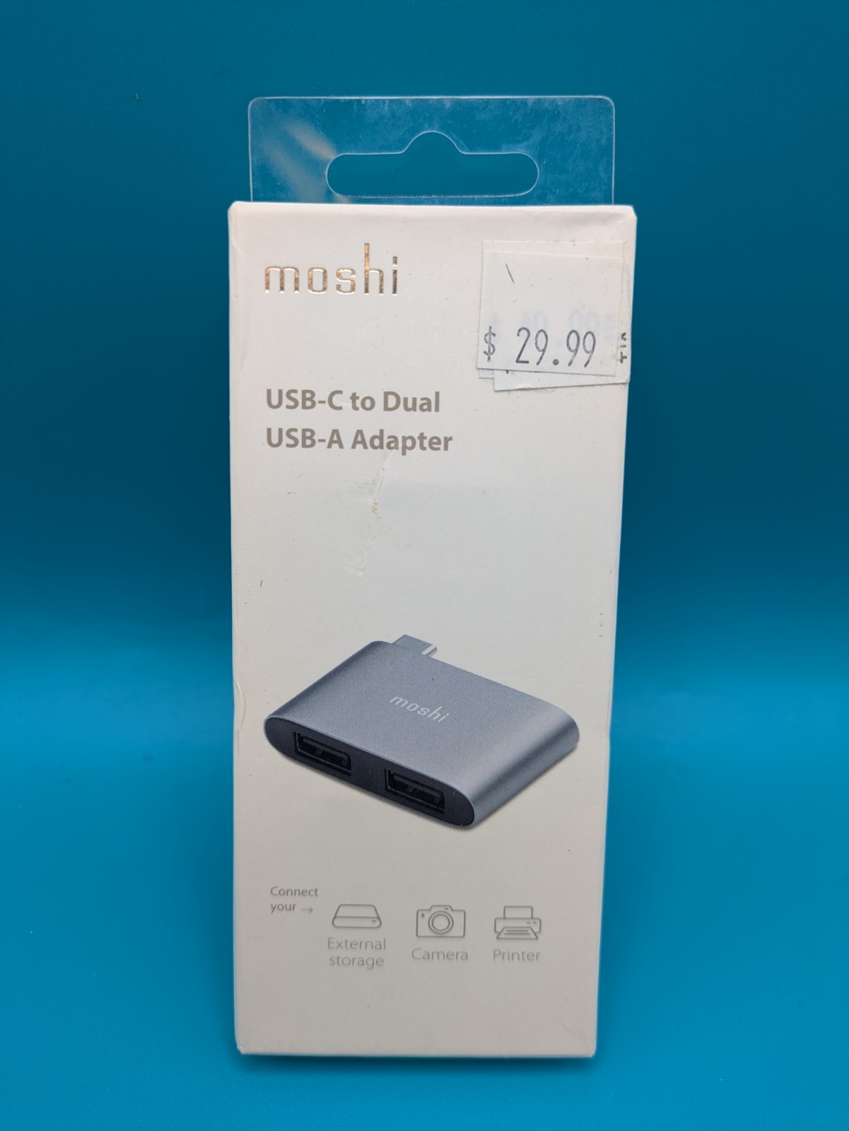 New MOSHI USB-C to Dual USB Adapter Dual USB-A Ports Camera Printer Ext Storage