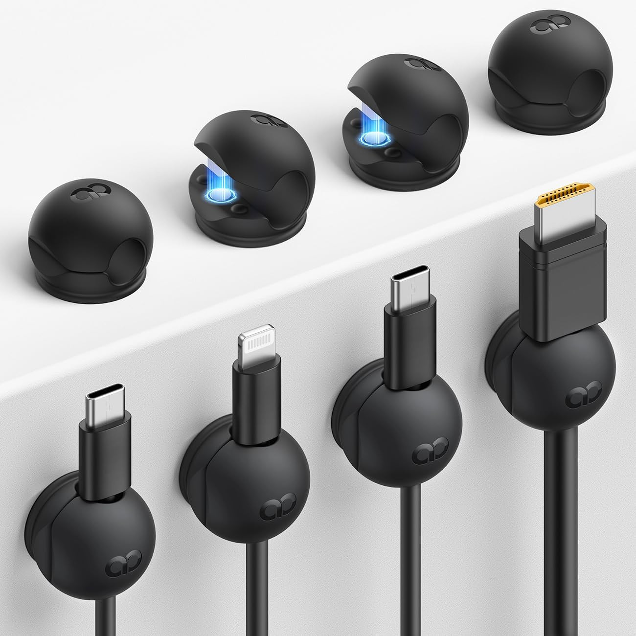 8 Pack Magnetic Cord Organizer, Mini-Soft Silicone Clips