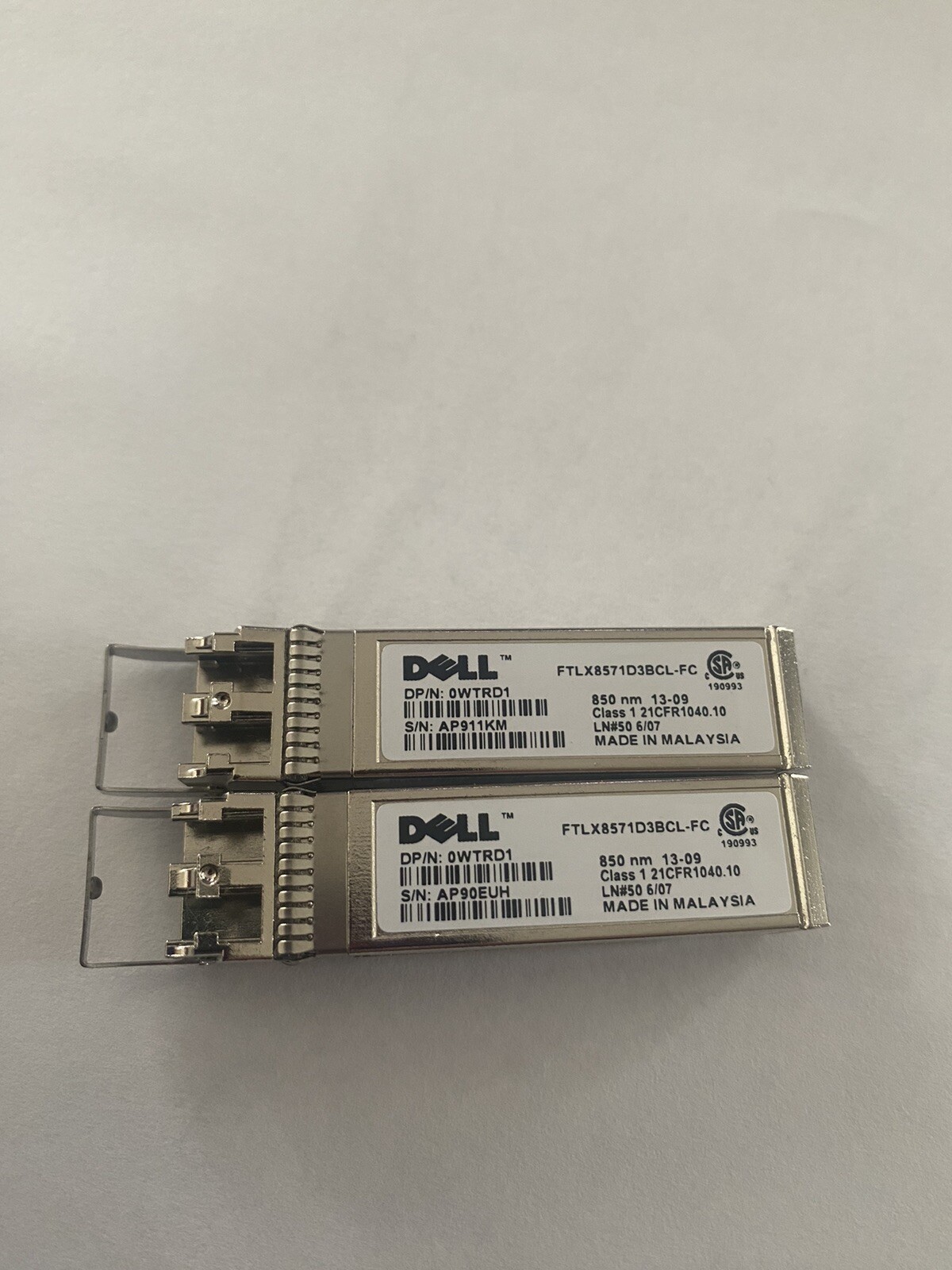 Lot of 2 Dell 0WTRD1 10Gb SFP+ SW Transceiver Module FTLX8571D3BCL-FC