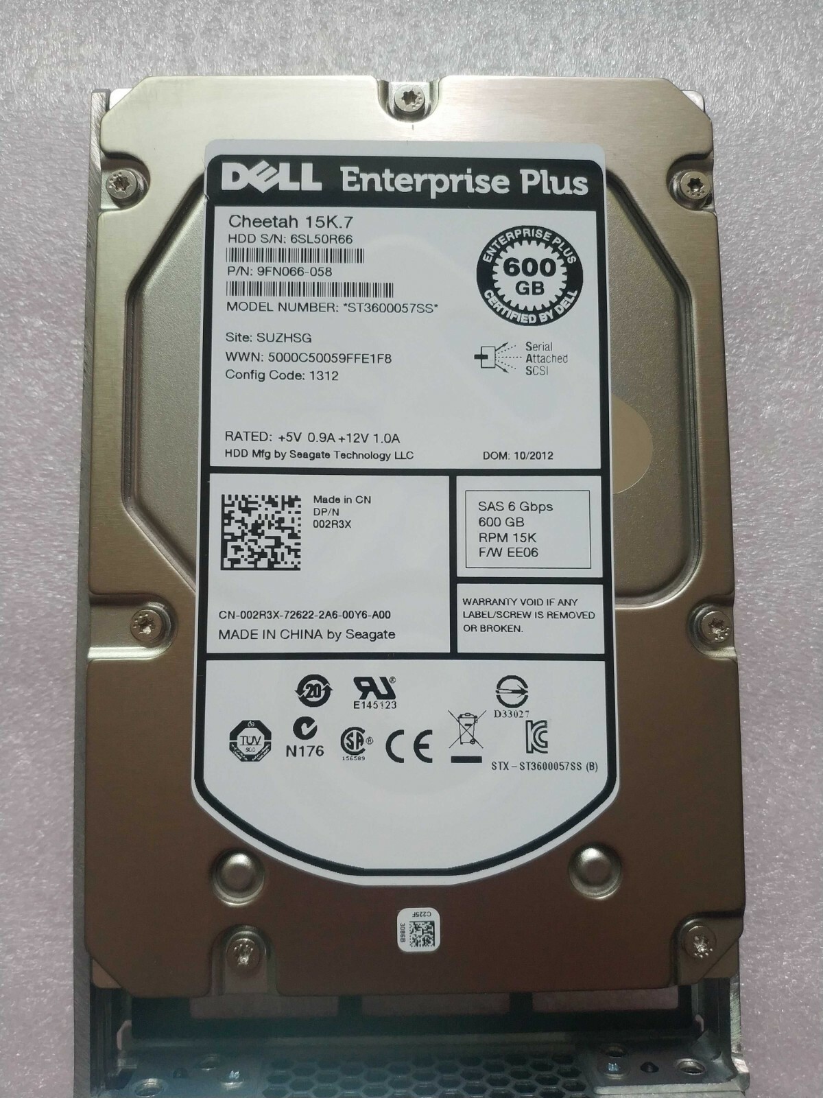 02R3X Dell EqualLogic 600GB 15K 6G LFF SAS HDD ST3600057SS 002R3X