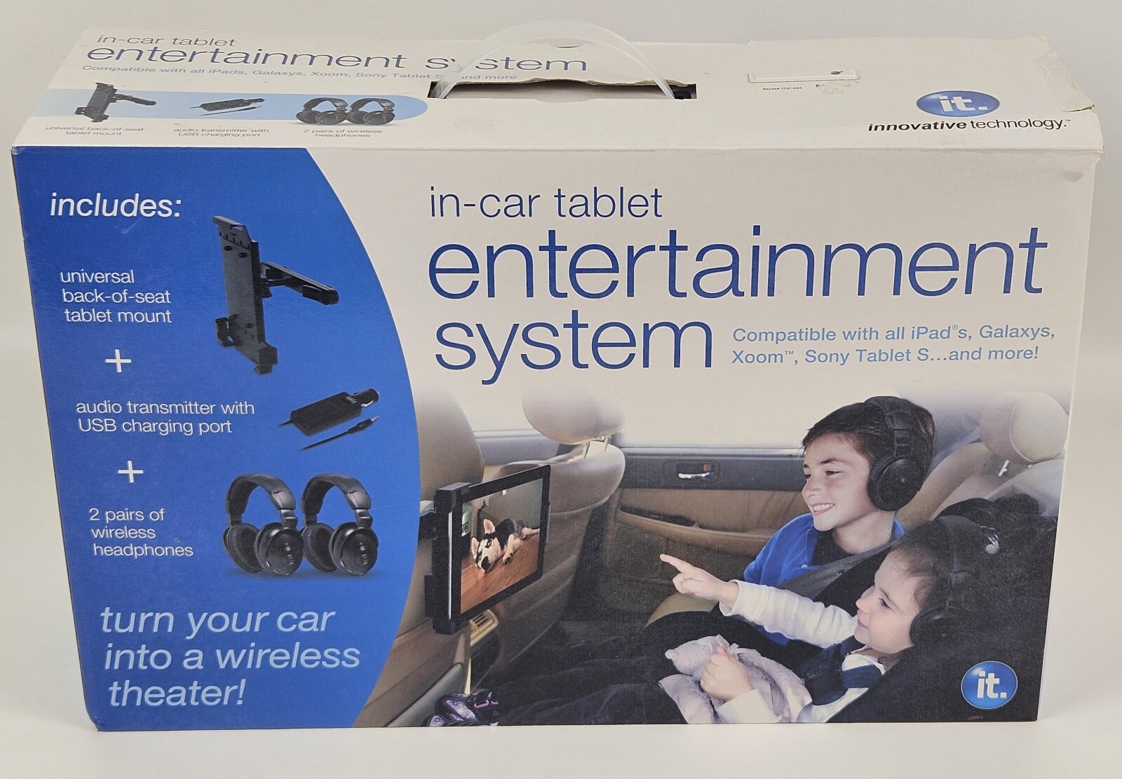 Backseat Headrest Tablet Mount Holder 2 Wireless Headphones Entertainment System