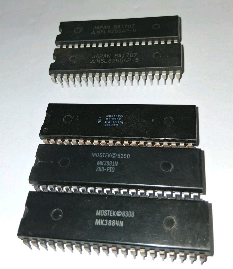Vintage Z80 Computer Chip Lot - Mostek MK3880N CPU, PIO, SIO & Mitsubishi 8255