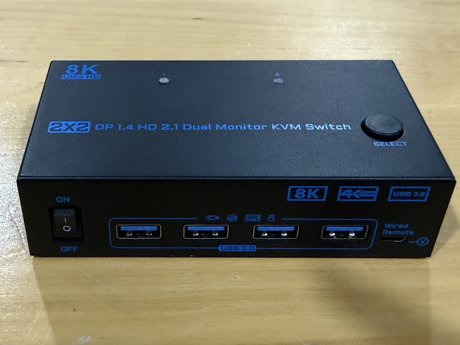 8K Ultra HD 2x2 DP 1.4 HD 2.1 Dual Monitor KVM Switch New (open Box) Sold As Is
