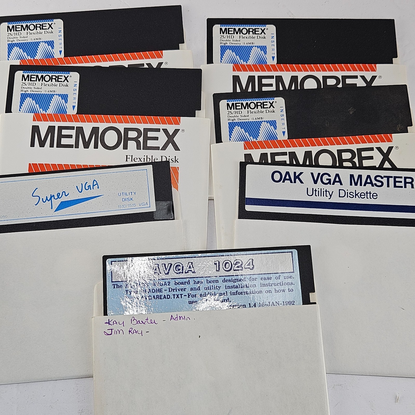 Vintage VGA Driver/Utility 5.25" Floppy Disk Lot - Super VGA, Oak VGA, AVGA 1024