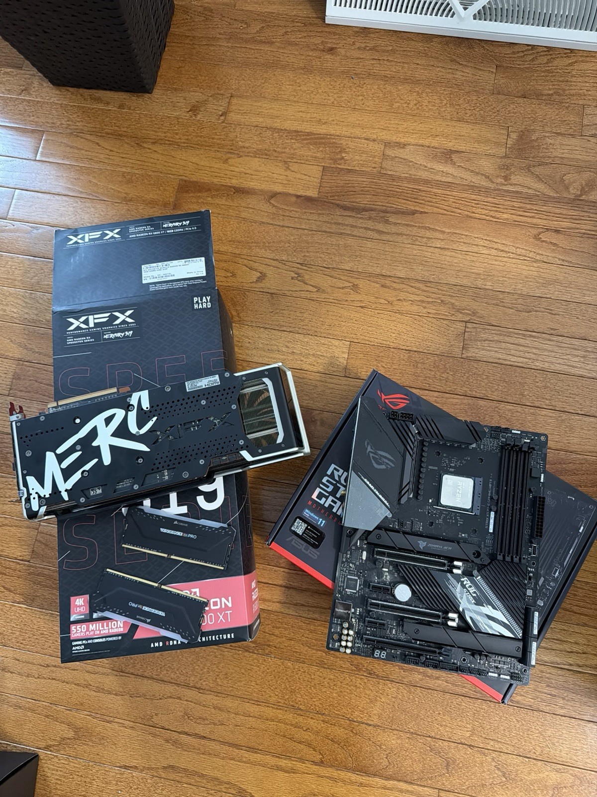 Computer Part Lot (Comes with GPU, 2 Ram Sticks, Motherboard w/ CPU) (USED)