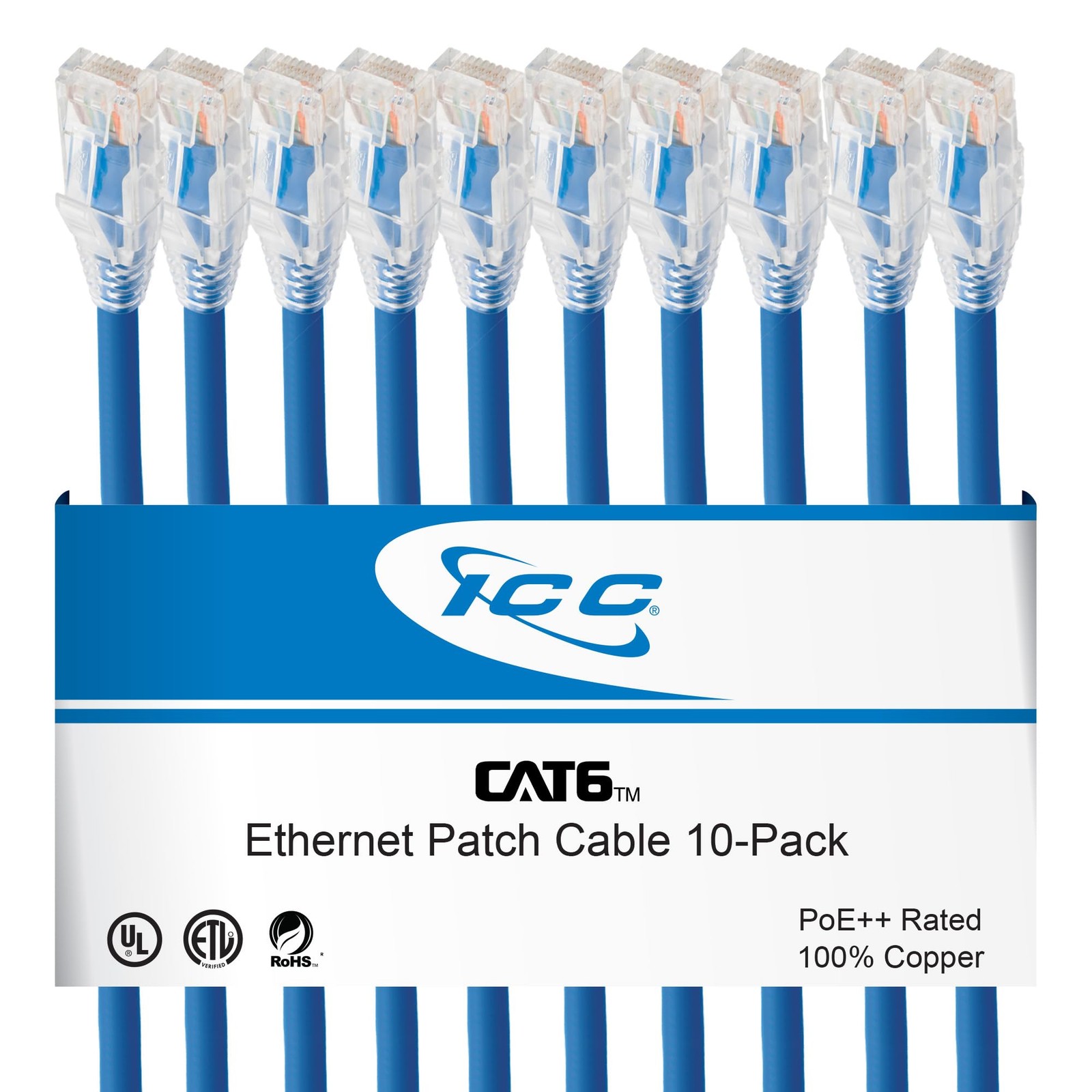 CAT6 Ethernet Patch Cord with Clear Boot Strain Relief, RJ45, Stranded, 550 M...