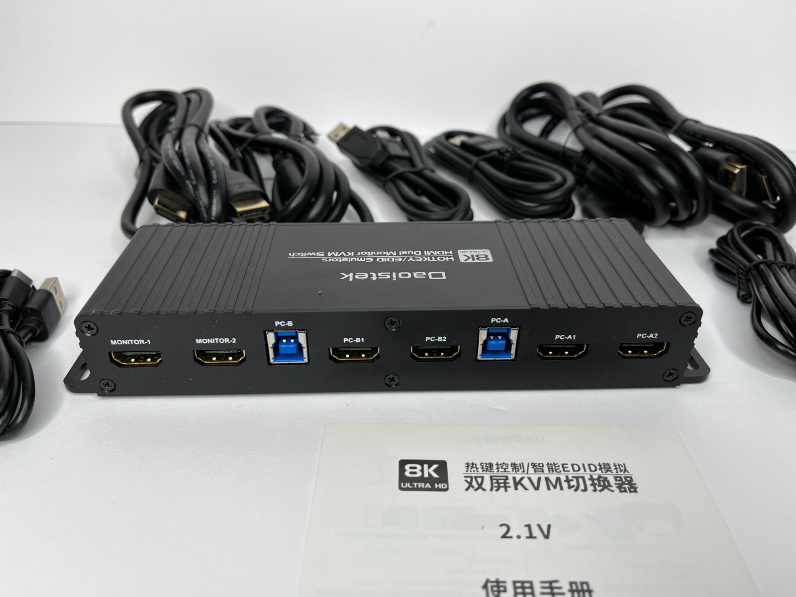 Kvm Switch 2 Monitors 2 Computers Hdmi Edid 4k 144hz Hotkey Switching