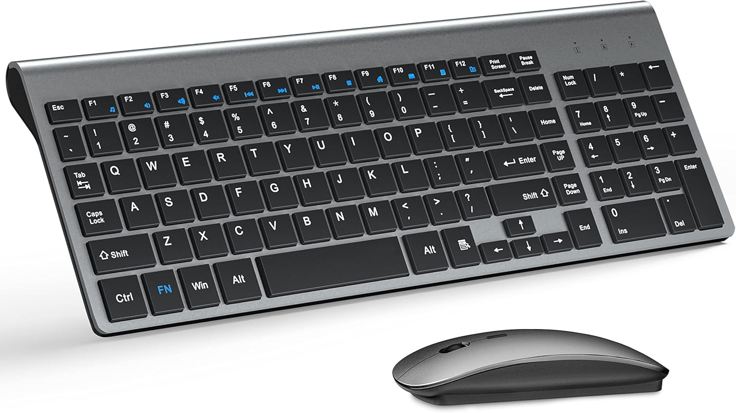 Wireless Keyboard and Mouse Ultra Slim Combo,  2.4G Silent Compact USB