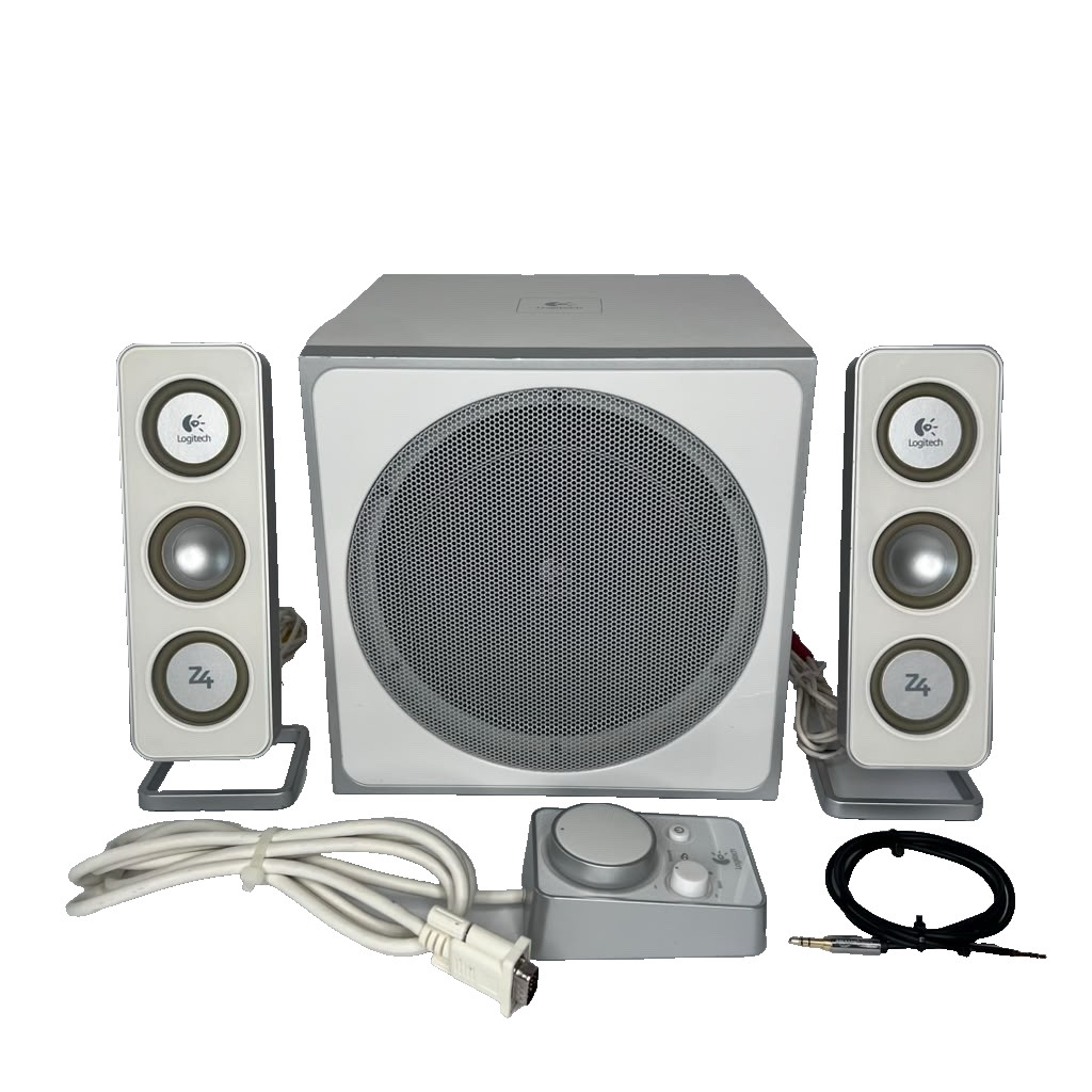 Logitech Z-4i 2.1 Speaker System Subwoofer Satellites Control Pod S-0175A VIDEO