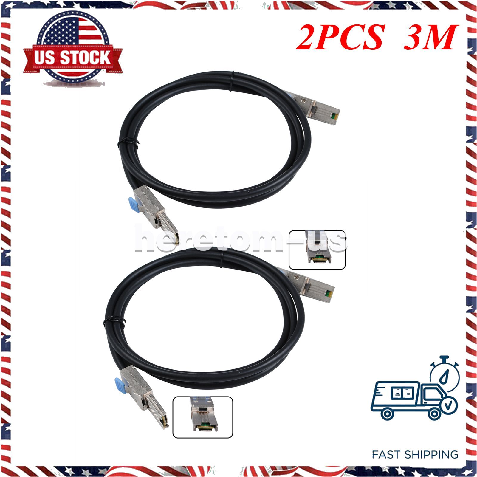 2PCS SFF-8088 to SFF-8088 External Mini SAS HD Cable 3G/6Gbps SAS2.0 26Pin Cable